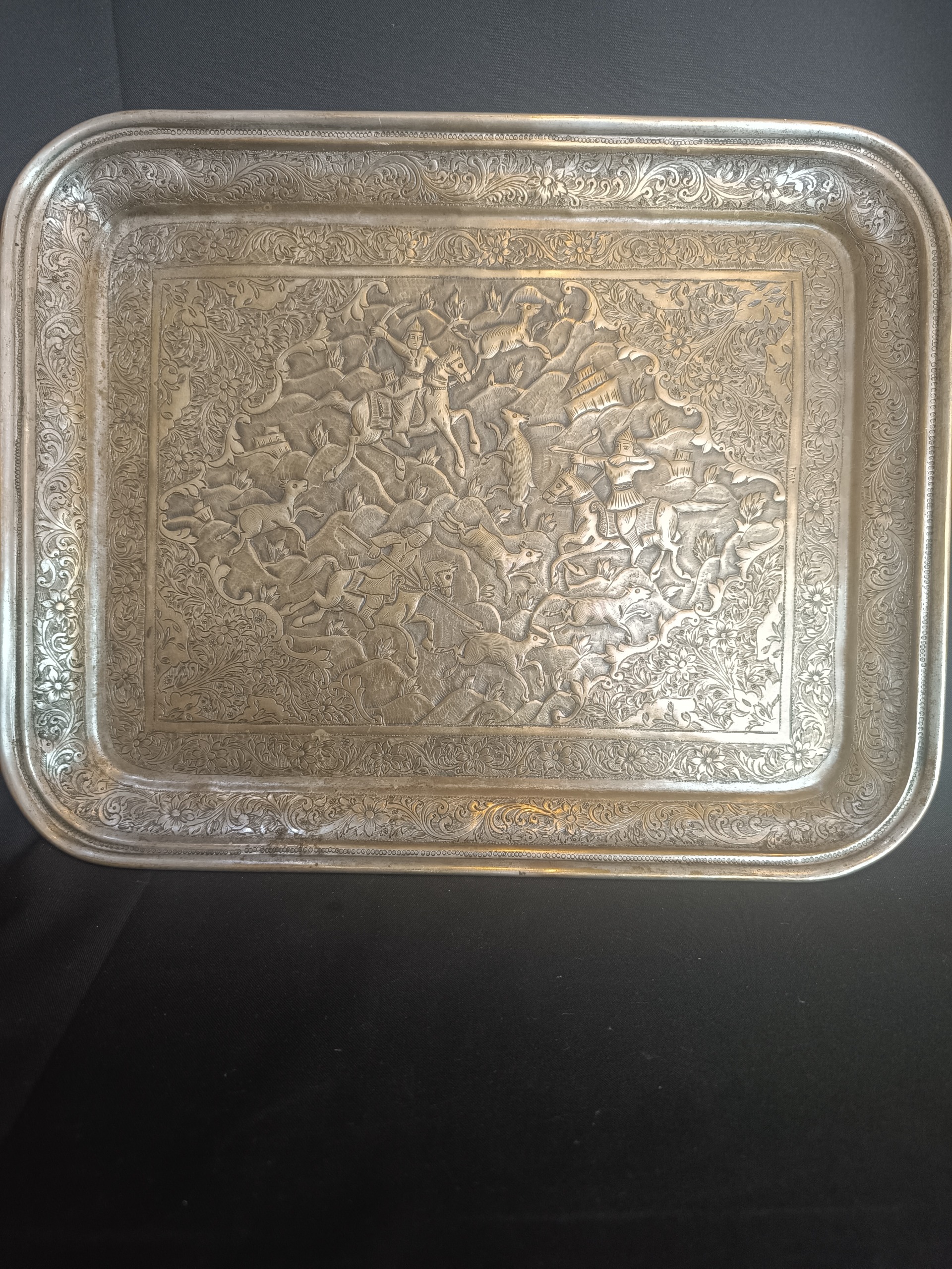 سینی برنجی قلم کهنه