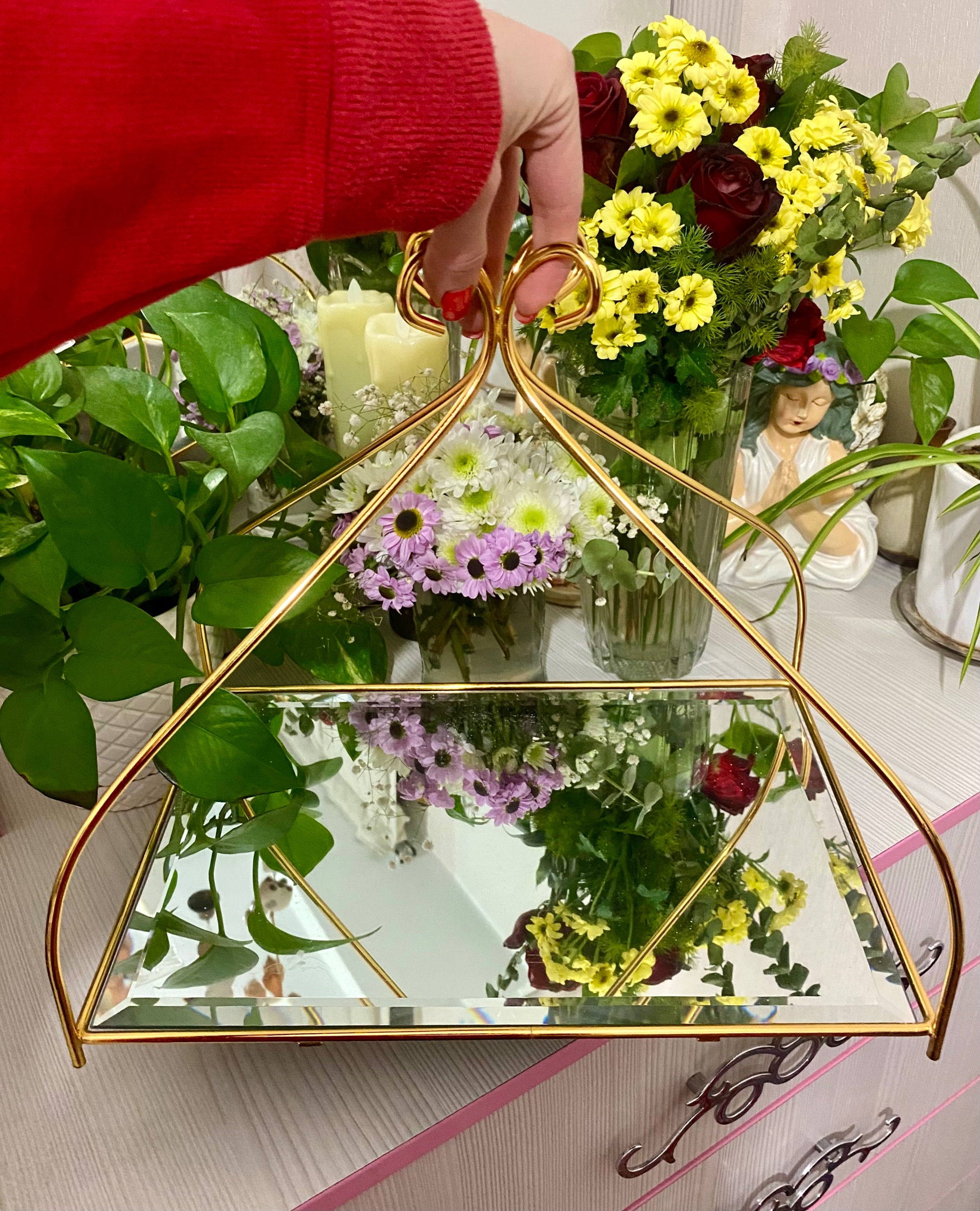 سینی طلایی اینه دار
