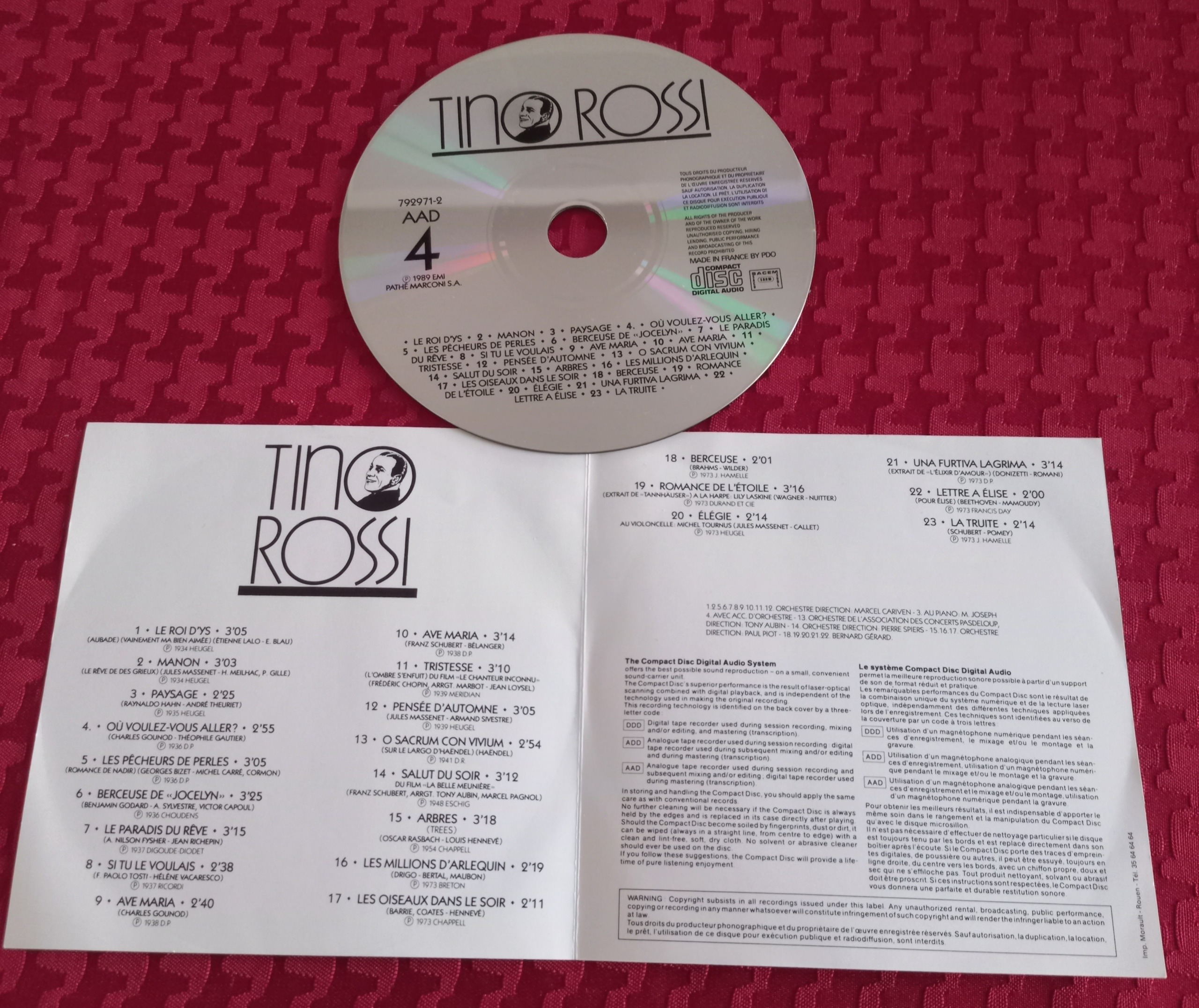 سی دی تینو روسی اوریجینال 1989ساخت فرانسه