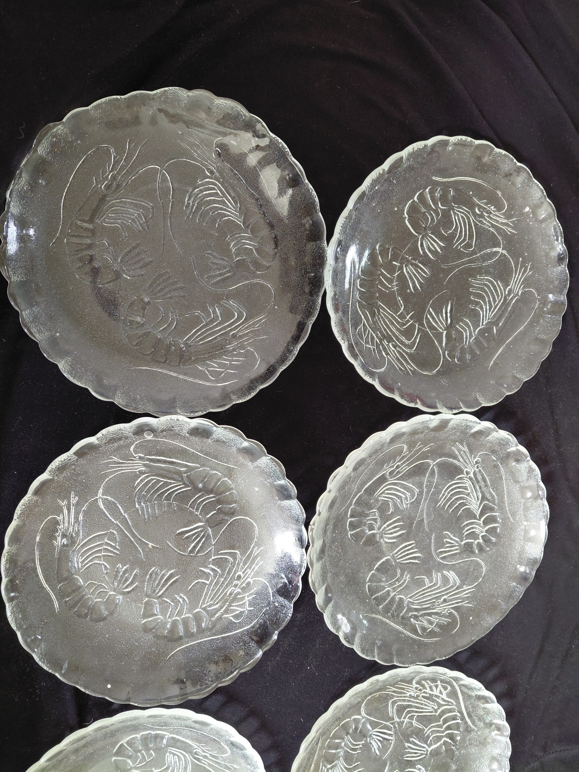 پیش دستی میگو بلوری قدیمی دستی کامل