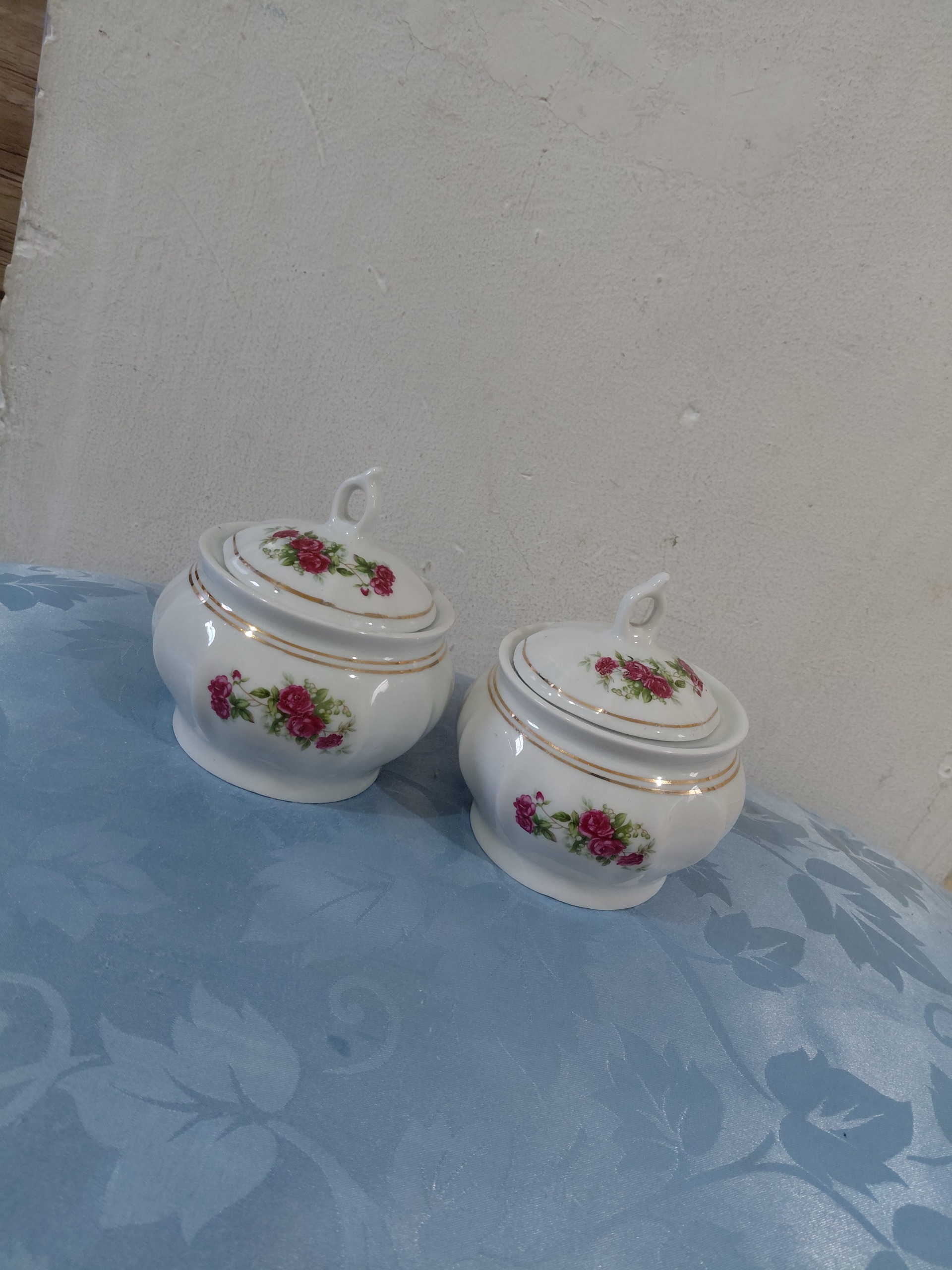 جفت قندان گل سرخی آنتیک یاماتسو ژاپن