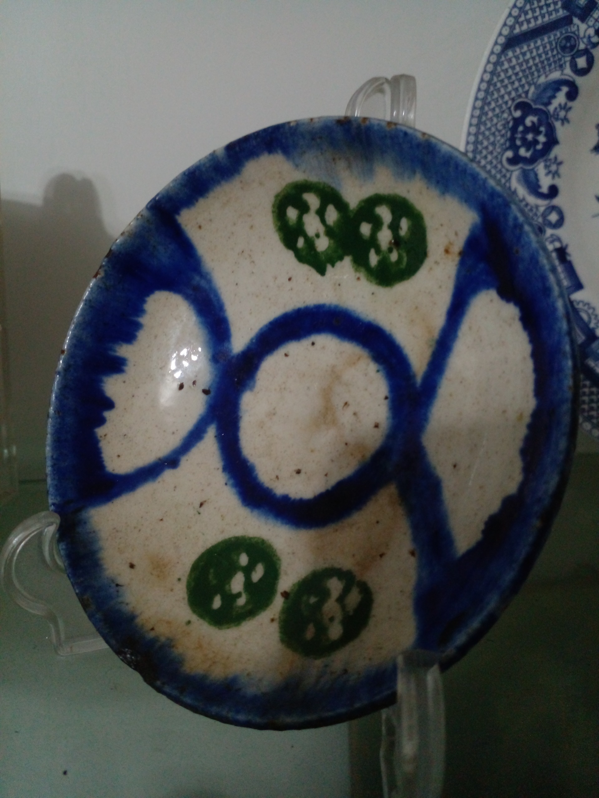 نعلبکی قلم ابی نقاشی زیر لعاب ناصری