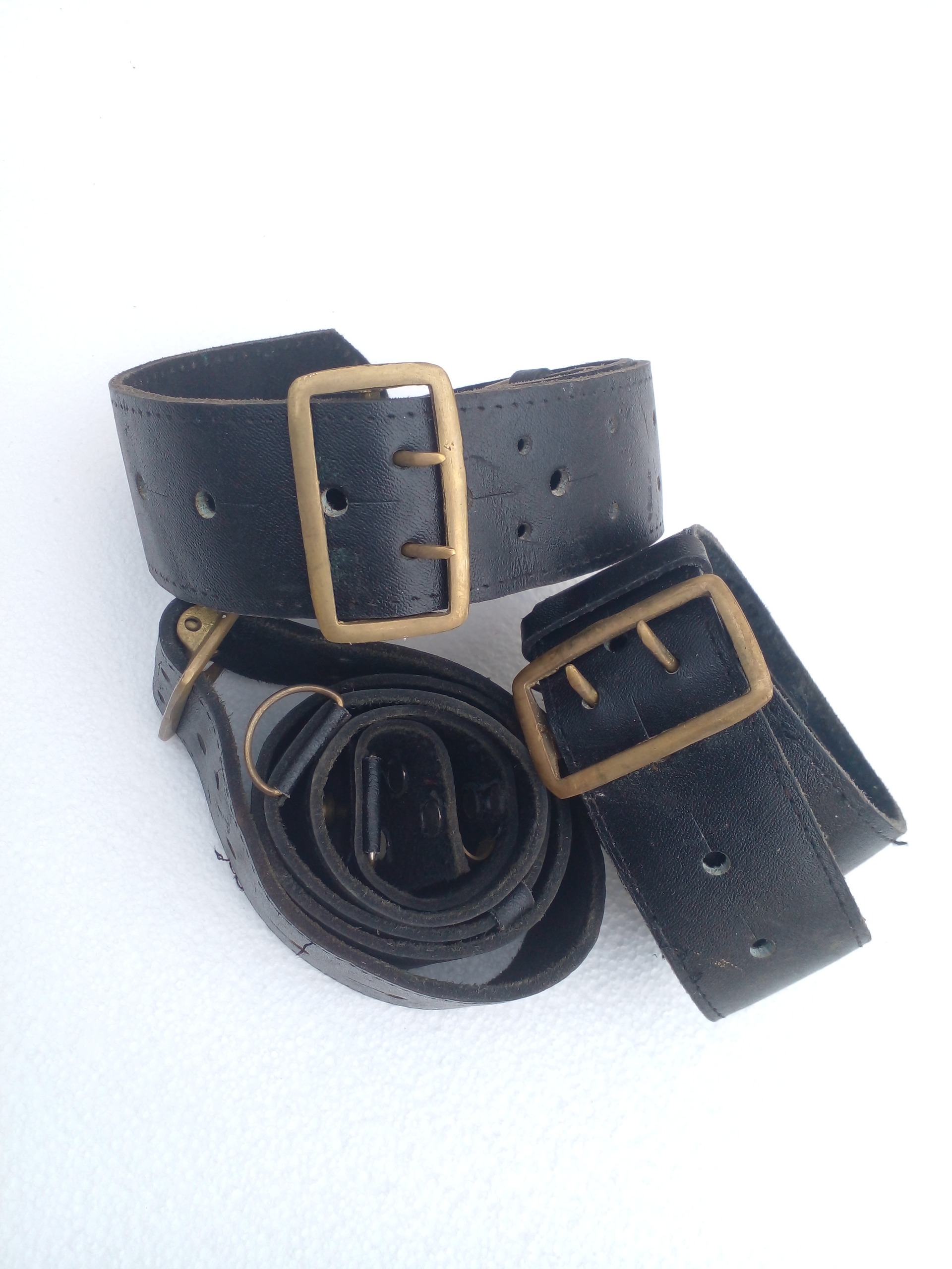 کمر بند چرمی سگک برنجی نظامی برا دوره پهلوی