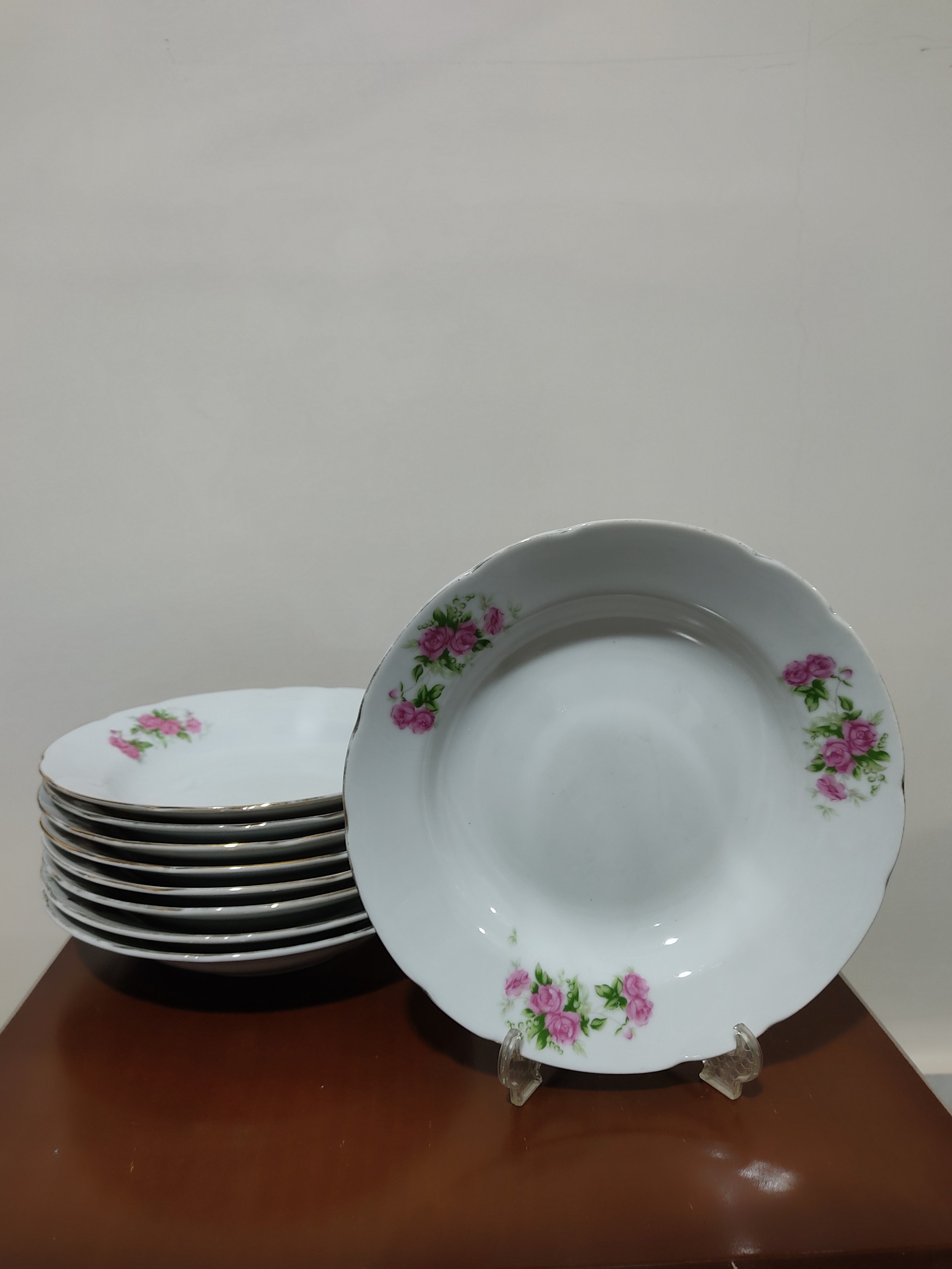 بشقاب خورش خوری گلسرخ ژاپن قدیمی 9عدد