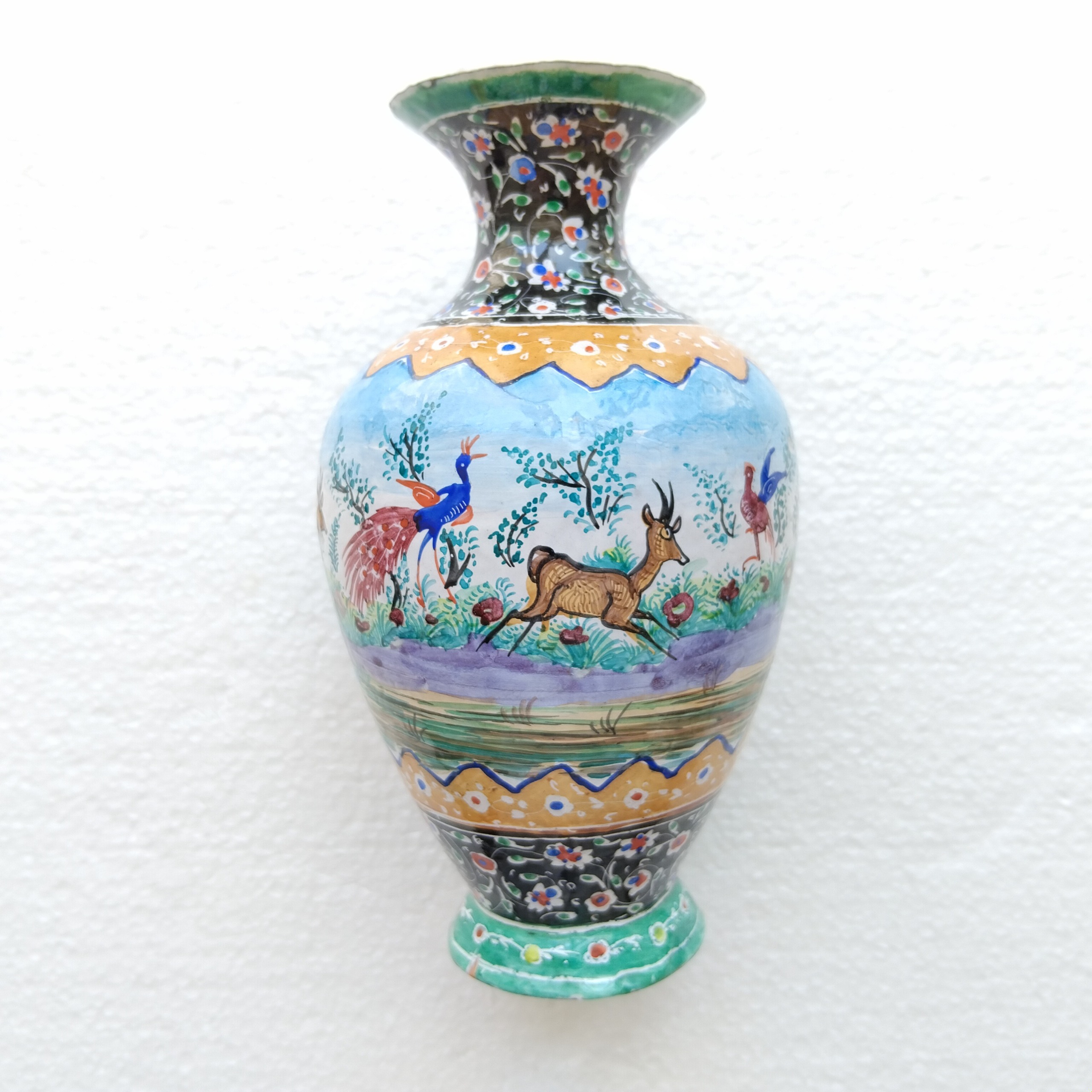 گلدان مسی مینا کاری قدیمی