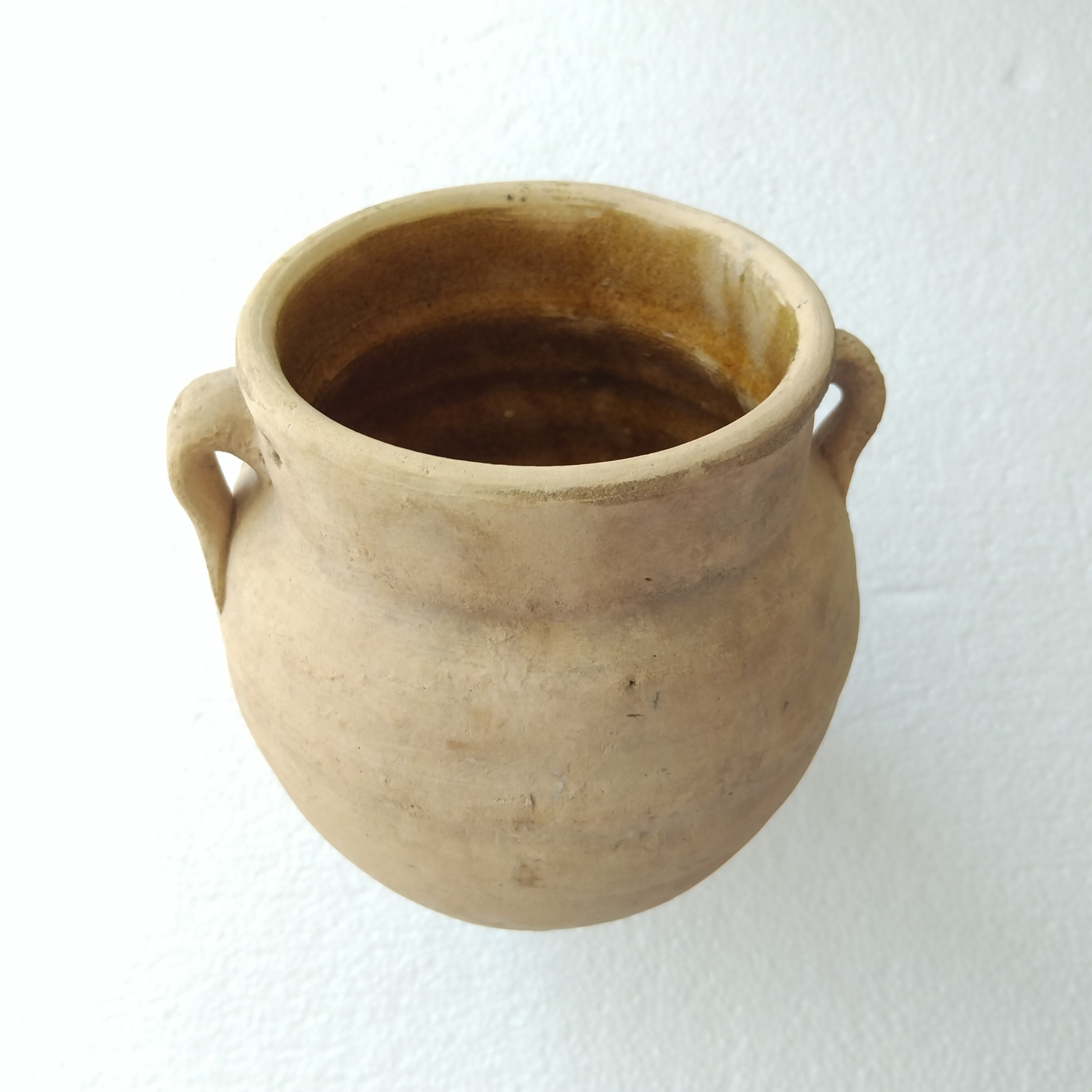 خمره دو دسته قدیمی با لعاب کاری داخلی