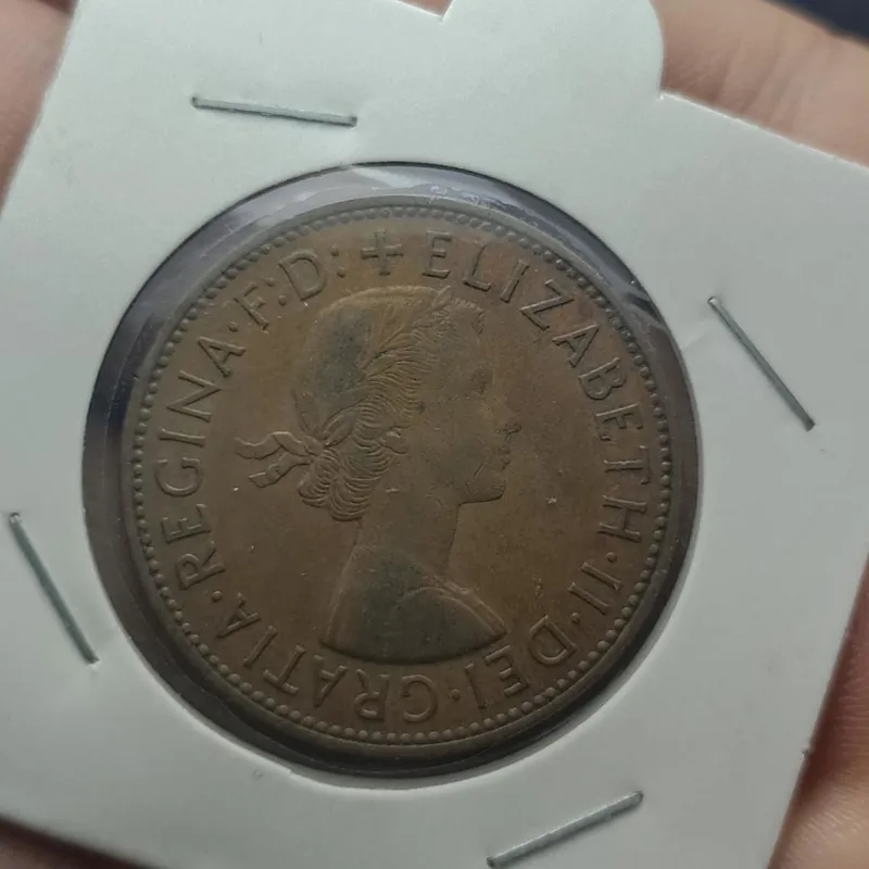 سکه قدیمی 1 پنی بریتانیا ملکه الیزابت1966(مس)