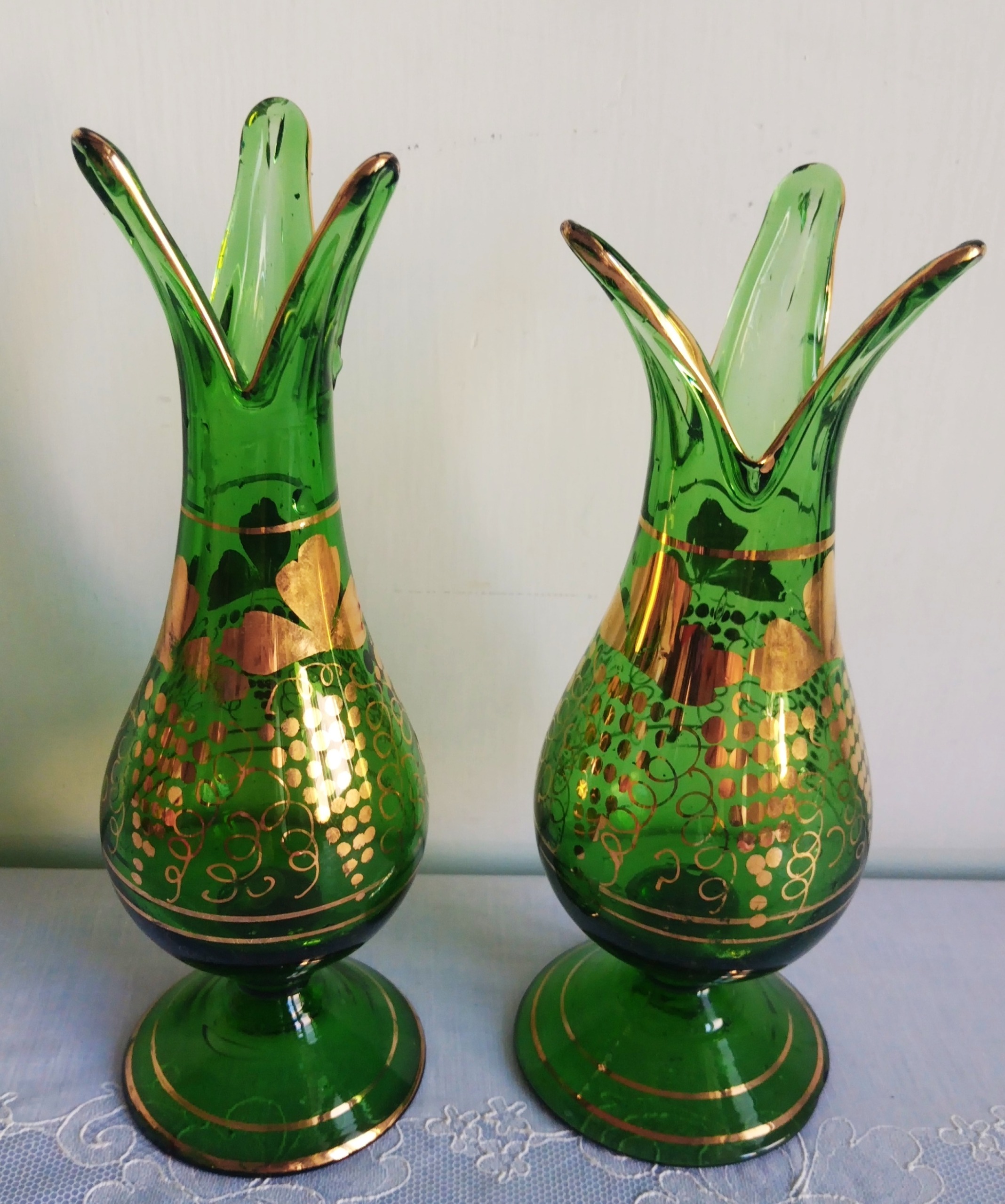 گلدان طلاکوب انگوری