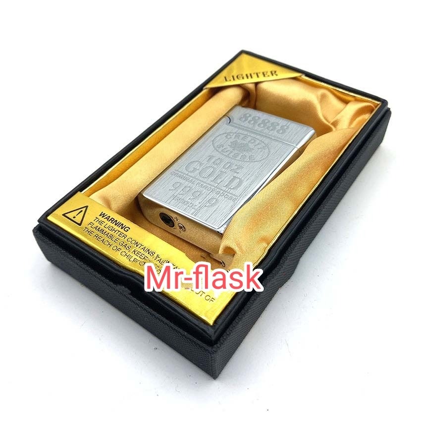 فندک گازی اتمی طرح gold100z نقره ای