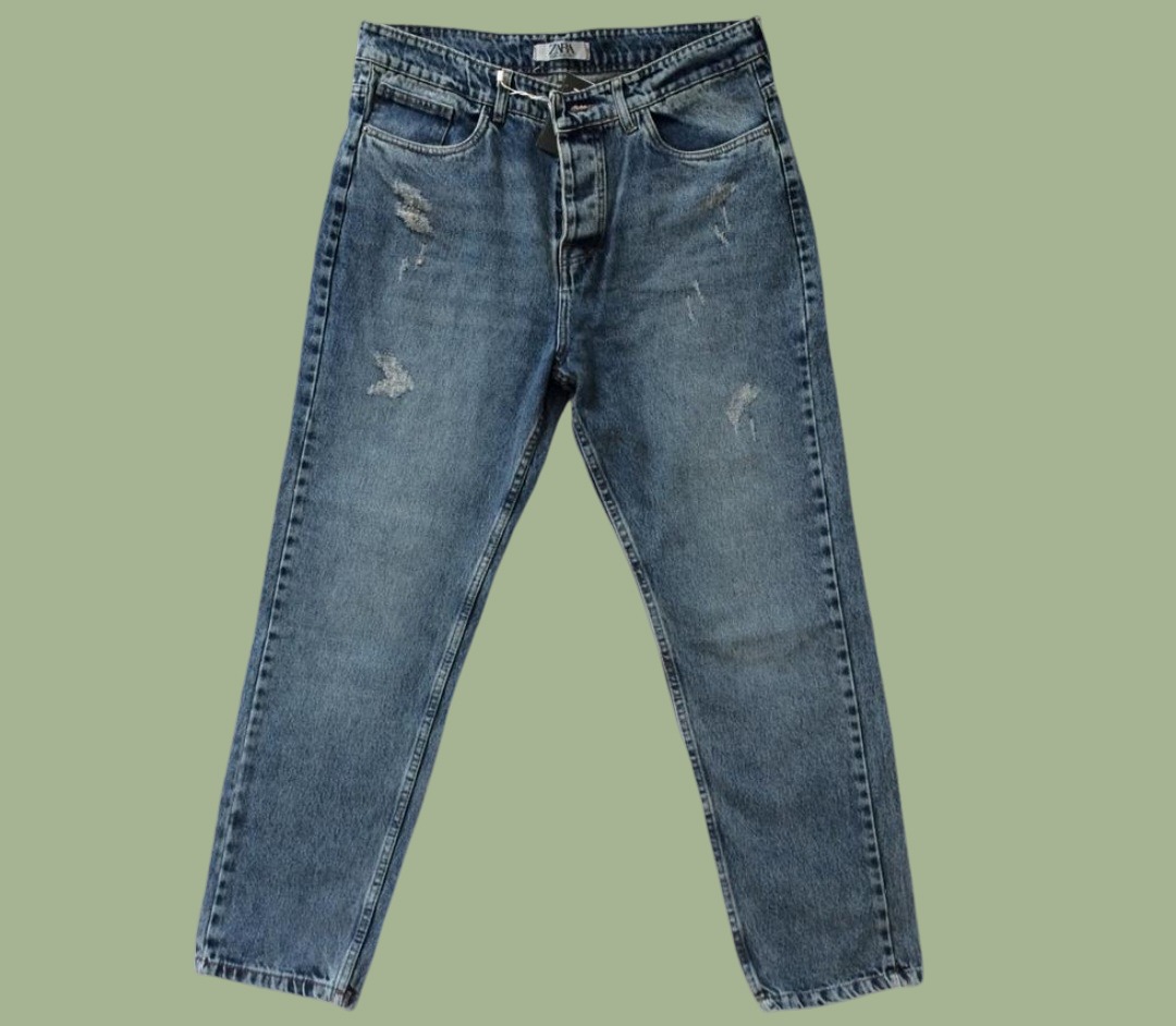 شلوار جین مام فیت گِرم دار تک رنگ