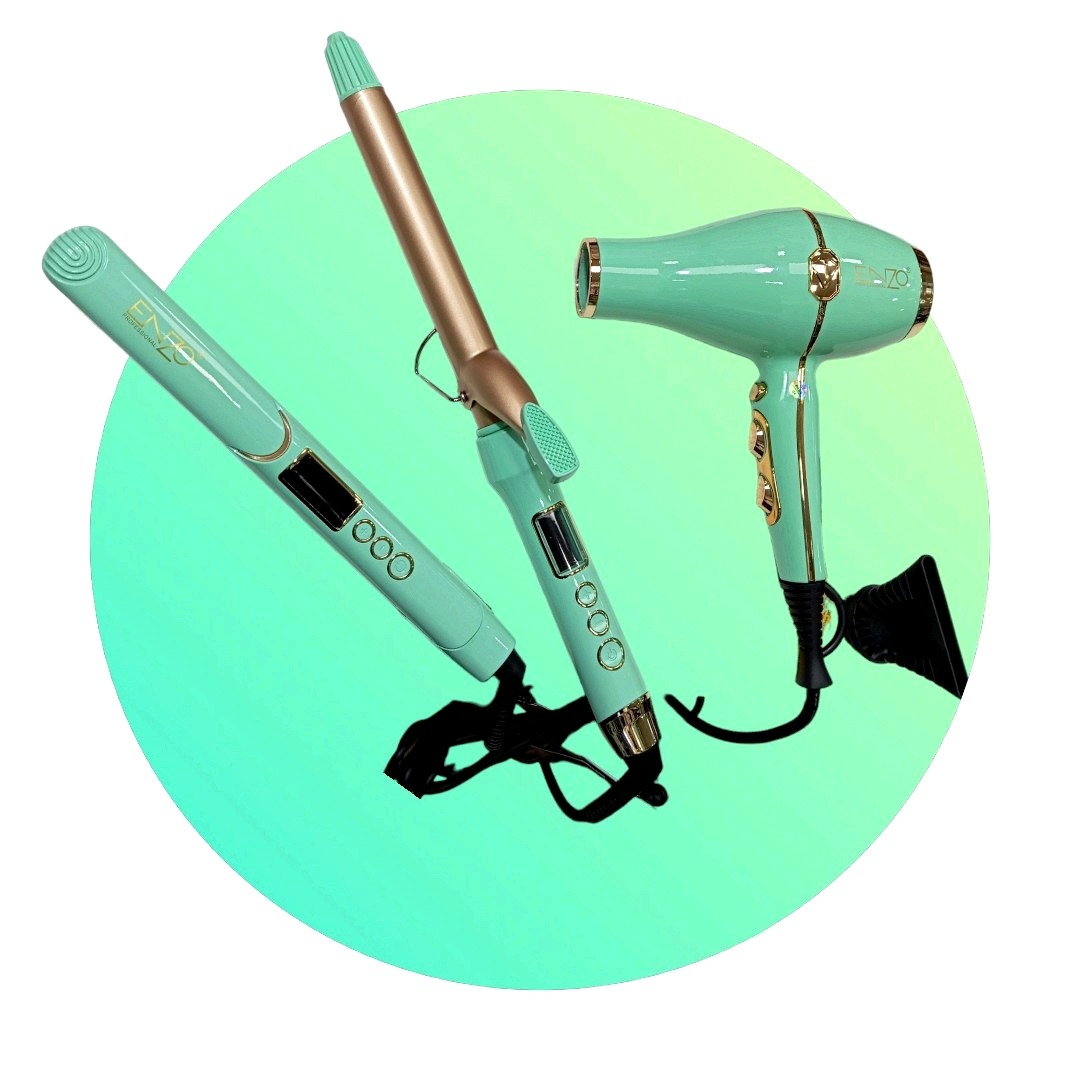 ست سشوار ،اتومو،بابلیس حرفه ای ENZO  set