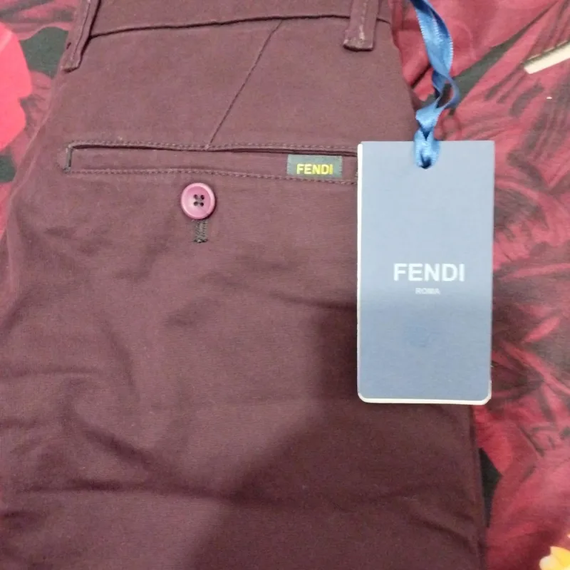 شلوار کتان اورجینال سایز 31 رنگ زرشکی FENDI ROMA