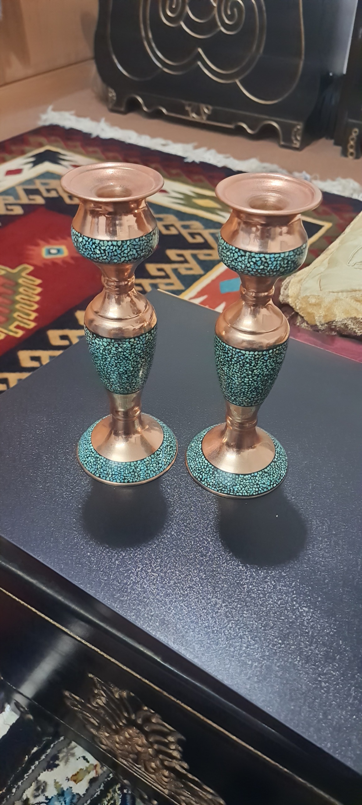 شمعدان مس و فیروزه