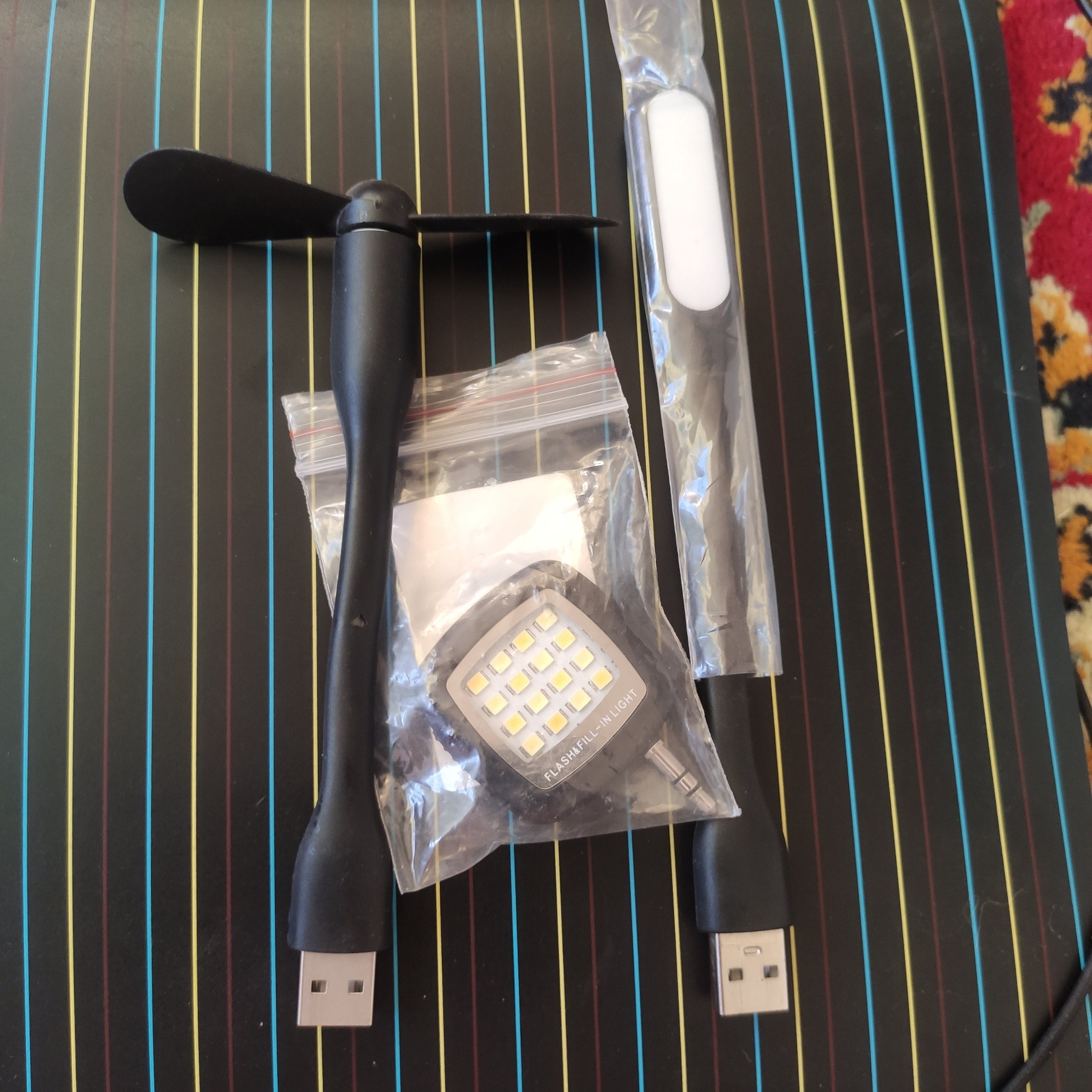 فلشر قابل شارژ سلفی  و پنکه و فلشر usb