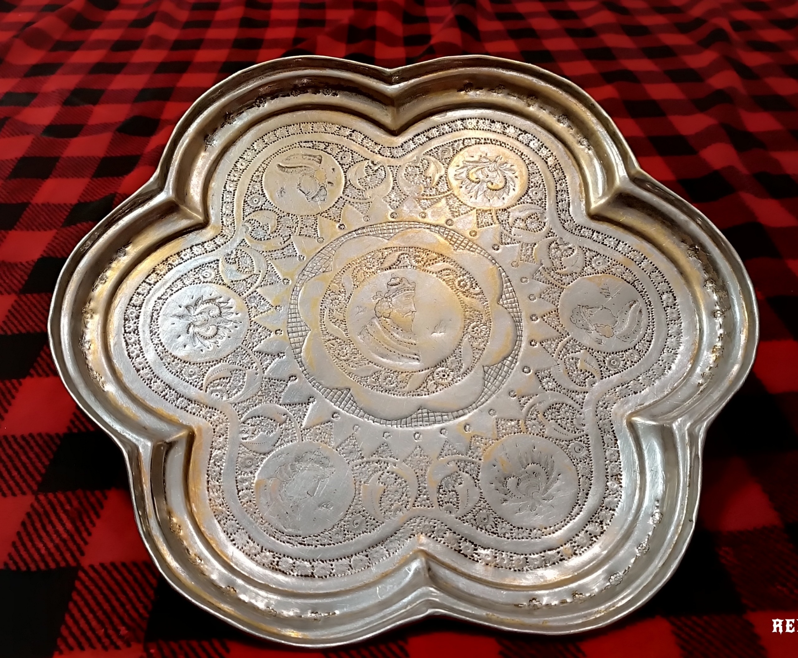 سینی شش قل برنجی قدیمی