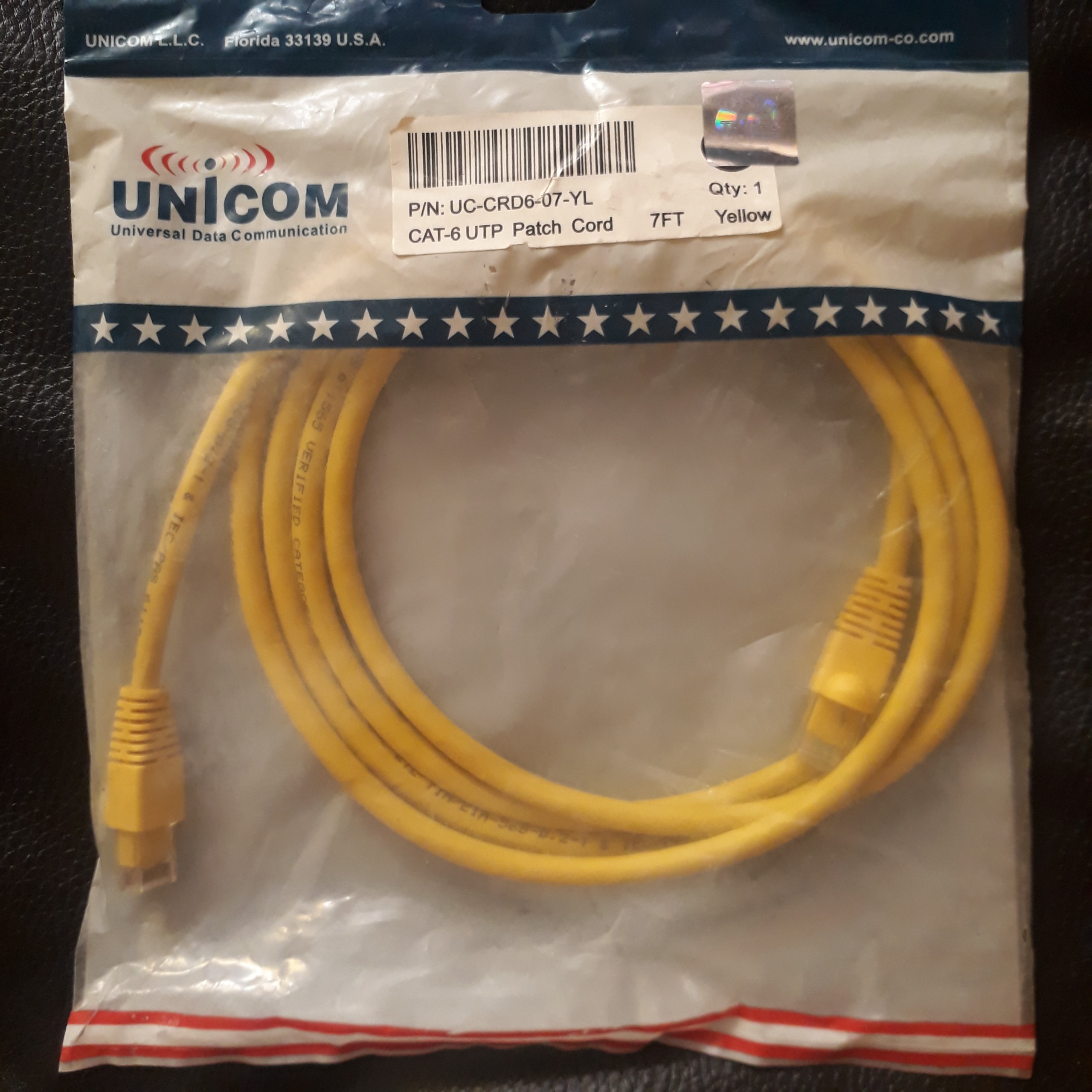 پچ کورد یونیکام زرد CAT-6UTP 7FT