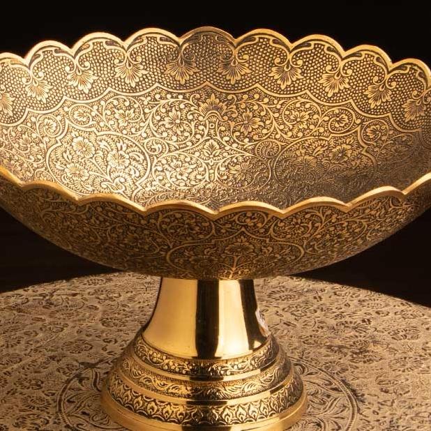 میوه خوری پایه دار برنجی طرح دیکشا رنگ آنتیک