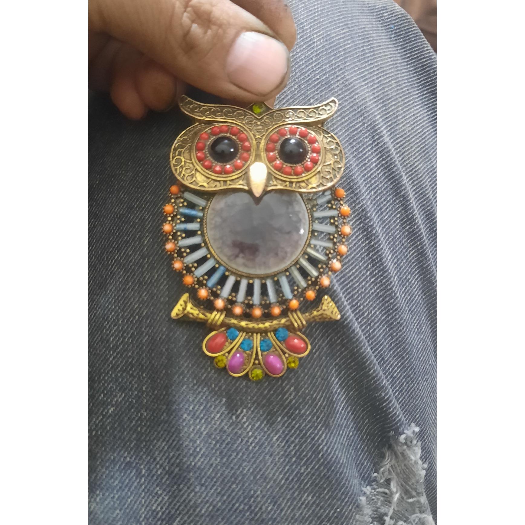 گردنبند طرح جغد برنج یا مس