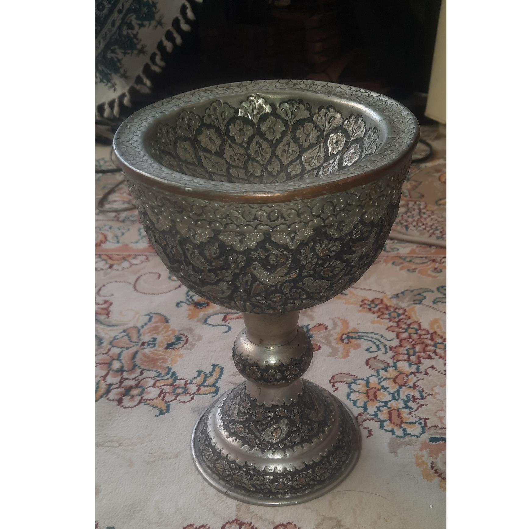 سنگاب مسی گل و مرغ بر جسته تخفیف داده میشه