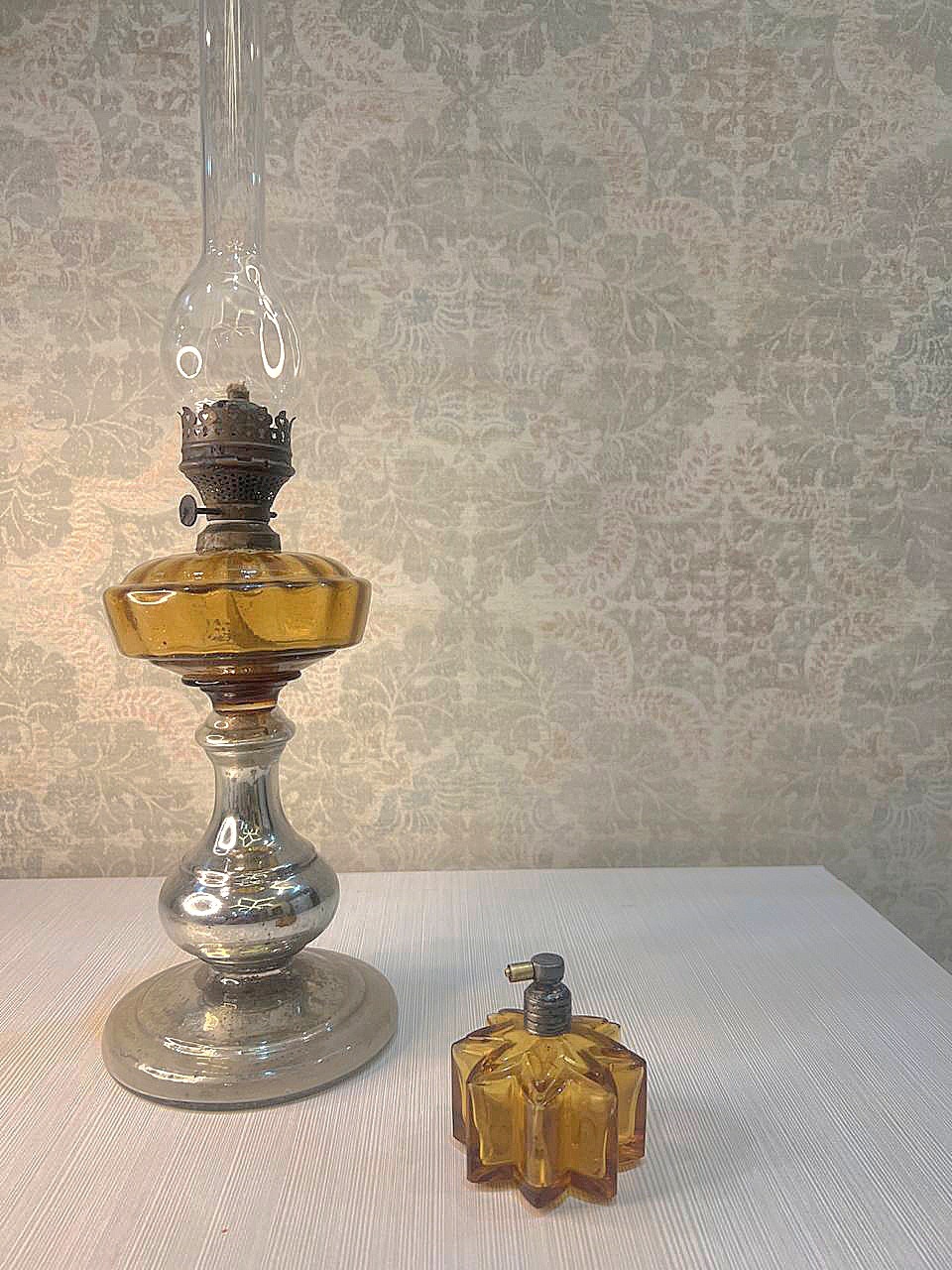 چراغ لمپا بلور پایه جیوه ای روسی قاجاری