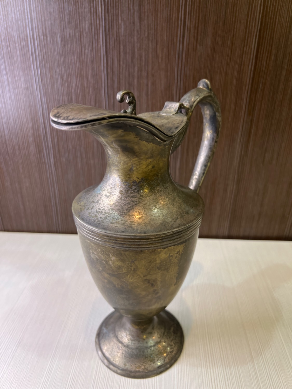 پارچ برنجی درب دار منقار اردکی قاجاری