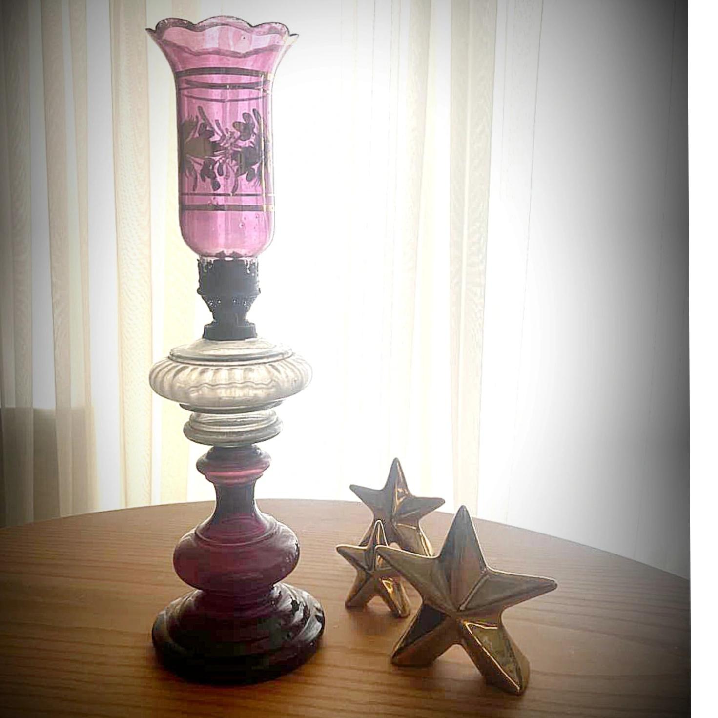 چراغ لاله بلور فرانسوی قدیمی