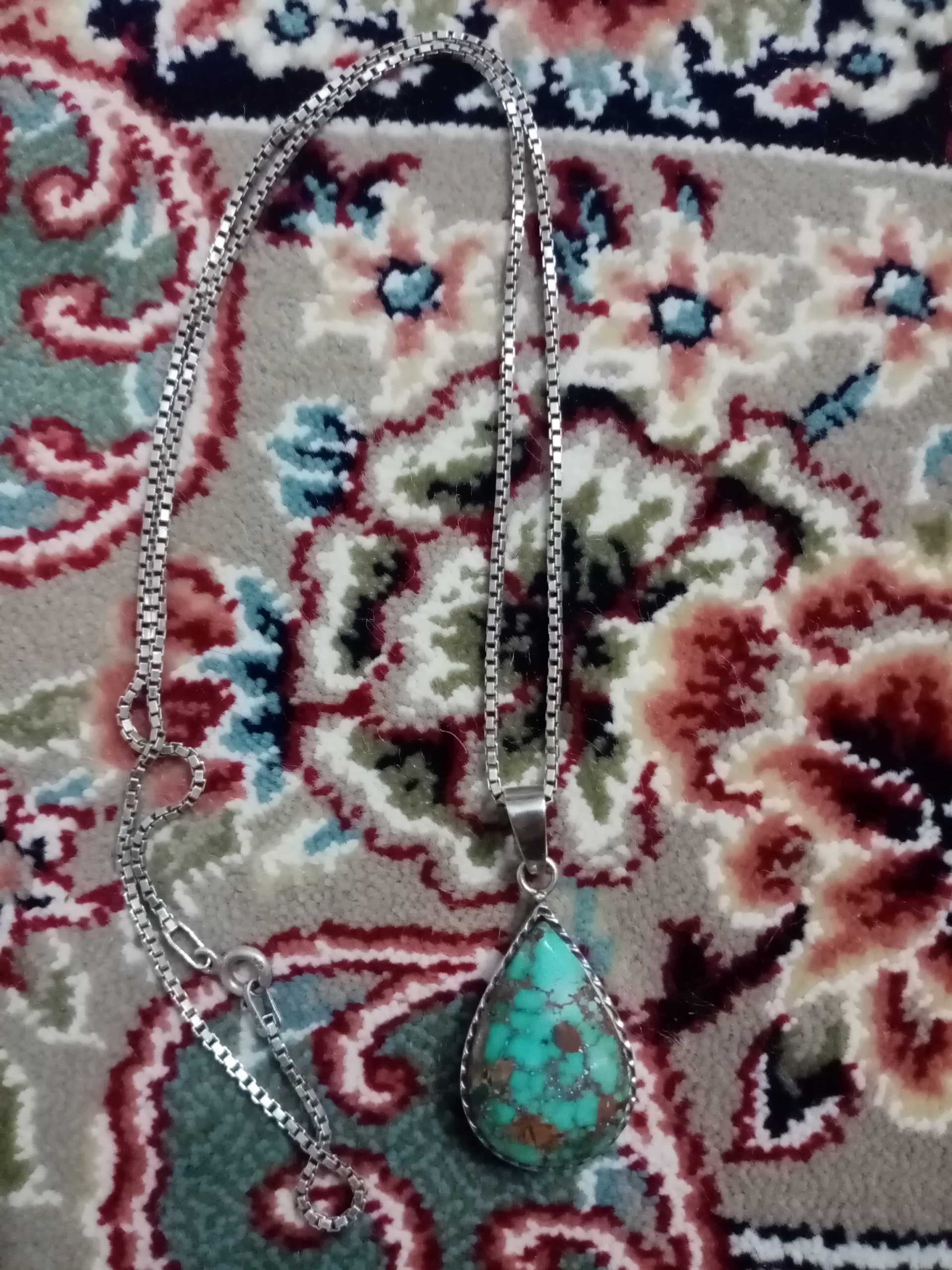 فیروزه نیشابور گردنبند تراش اشکی