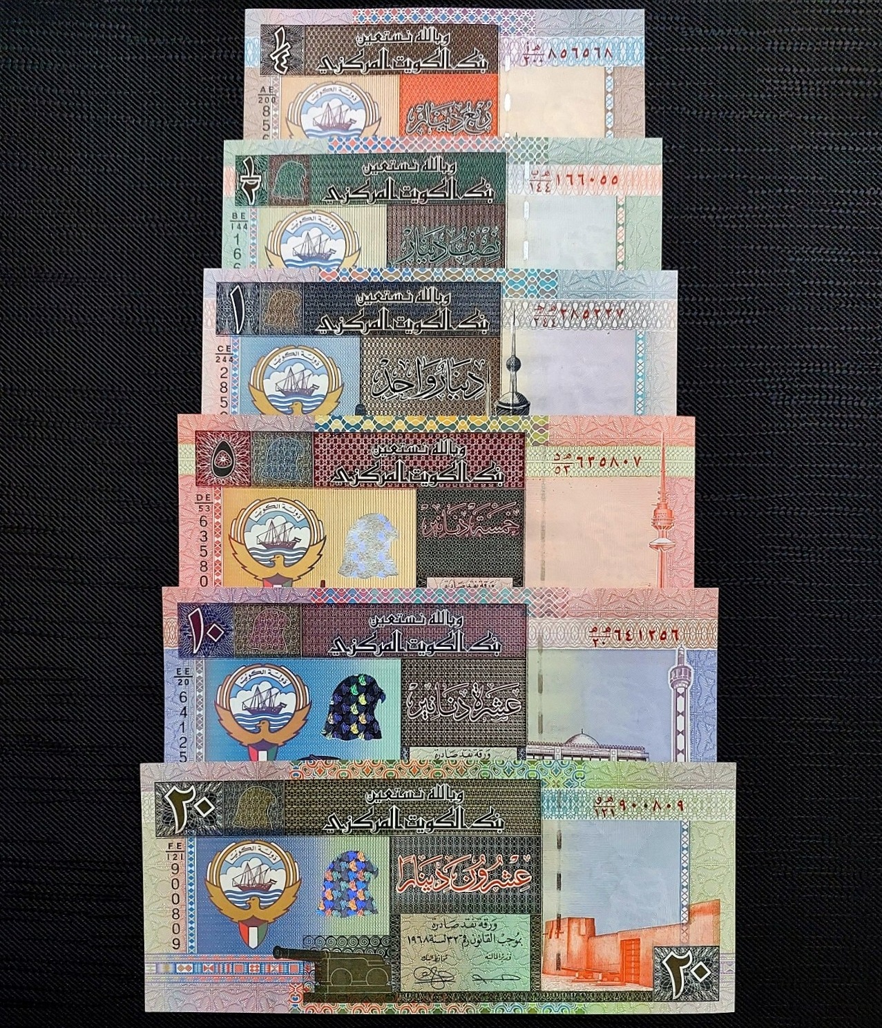 ست کامل اسکناس دینار کویت 1994 سوپربانکی