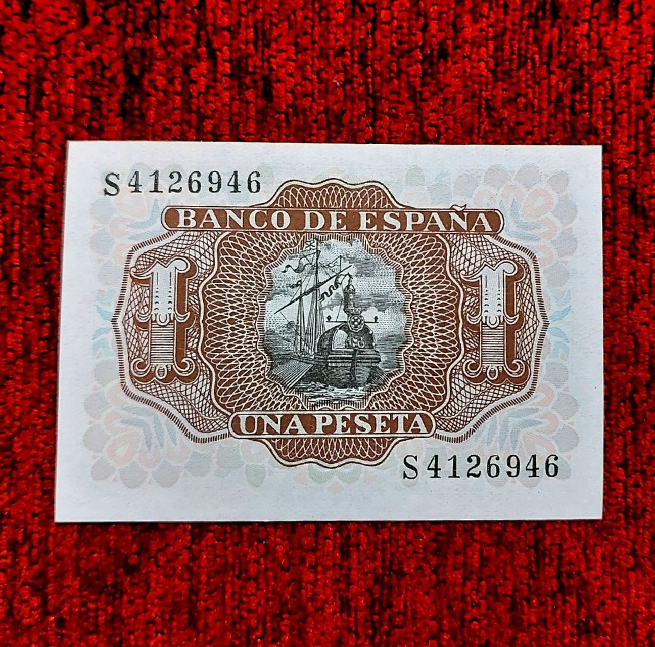 اسکناس کمیاب 1 اسپانیا 1954 بانکی سایزکوچک