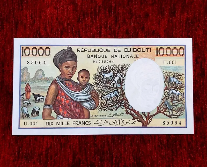 اسکناس سوپربانکی 10000 فرانک جیبوتی 1984 تابلویی