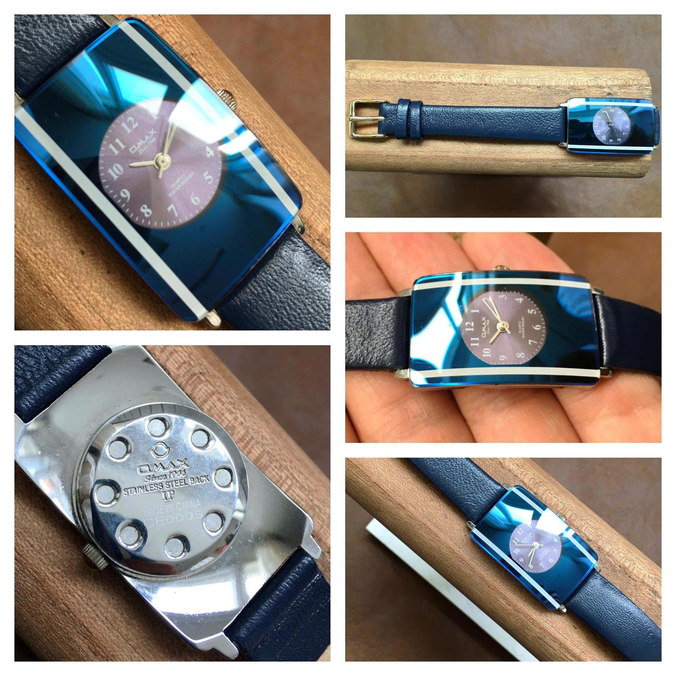 Qmax Blue Mirror Rectangle Watch