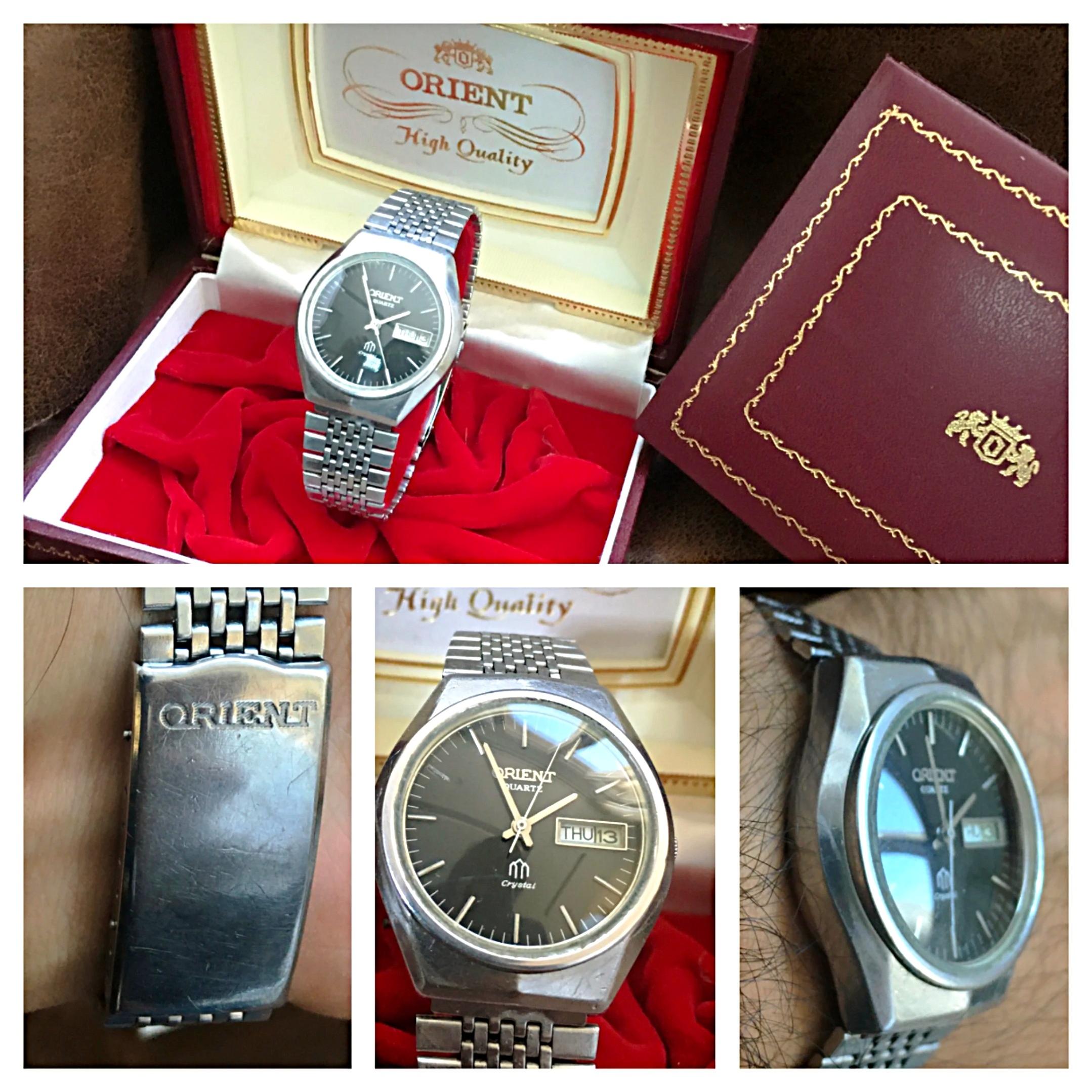 Orient Quartz Black Dial  Box