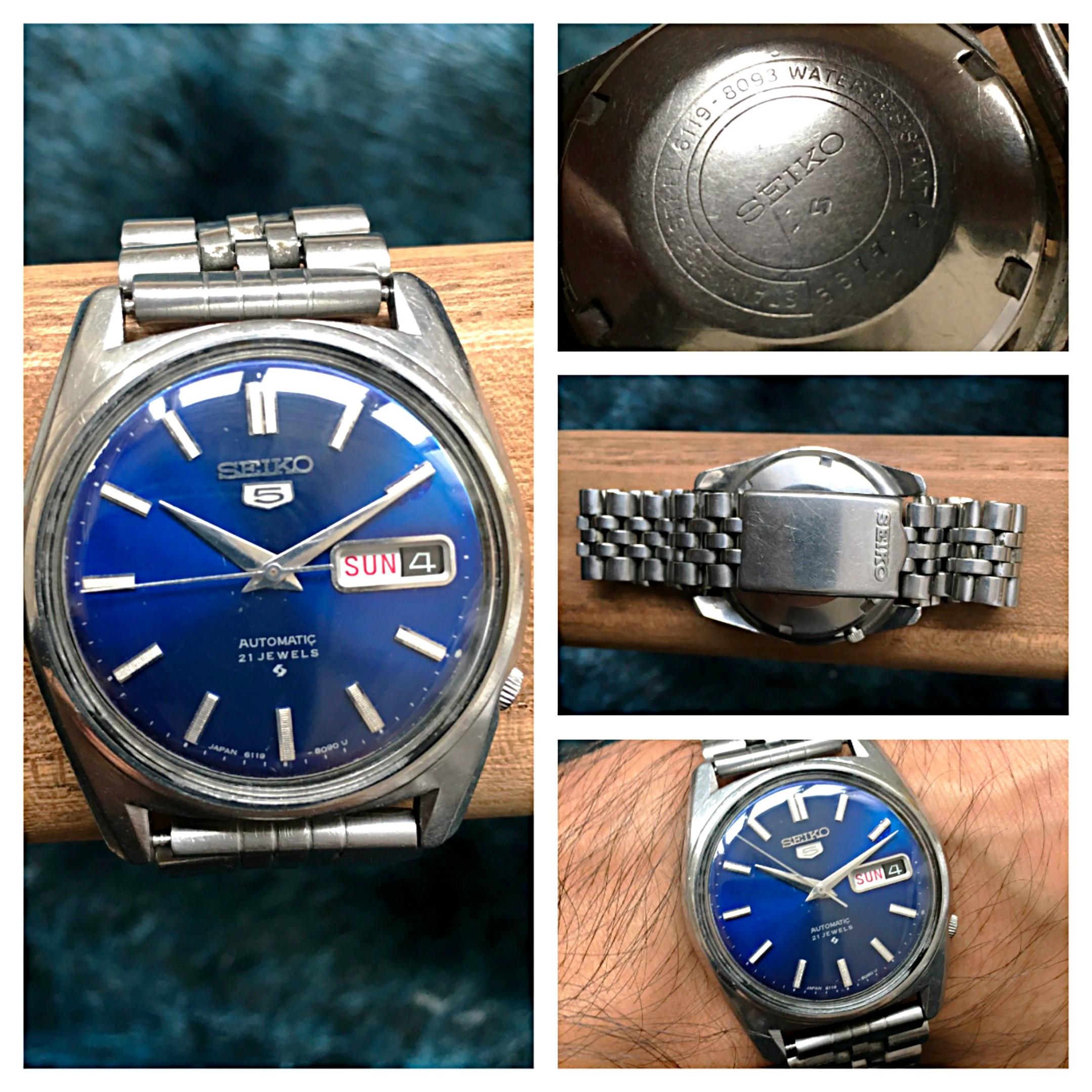 Seiko 5 Japan 6119  Blue Dial Vintage