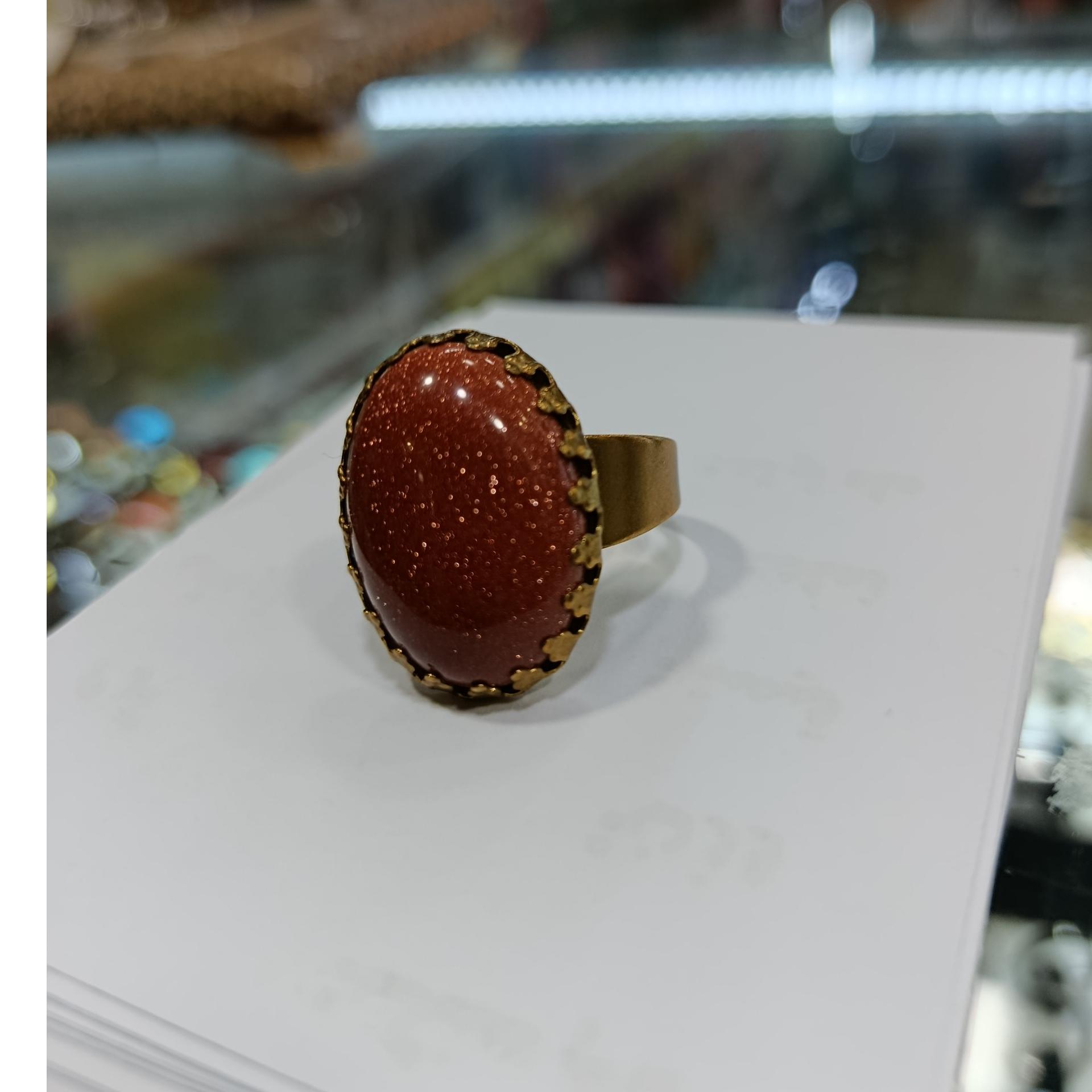 انگشتر برنج رنگ ثابت با سنگ طبیعی