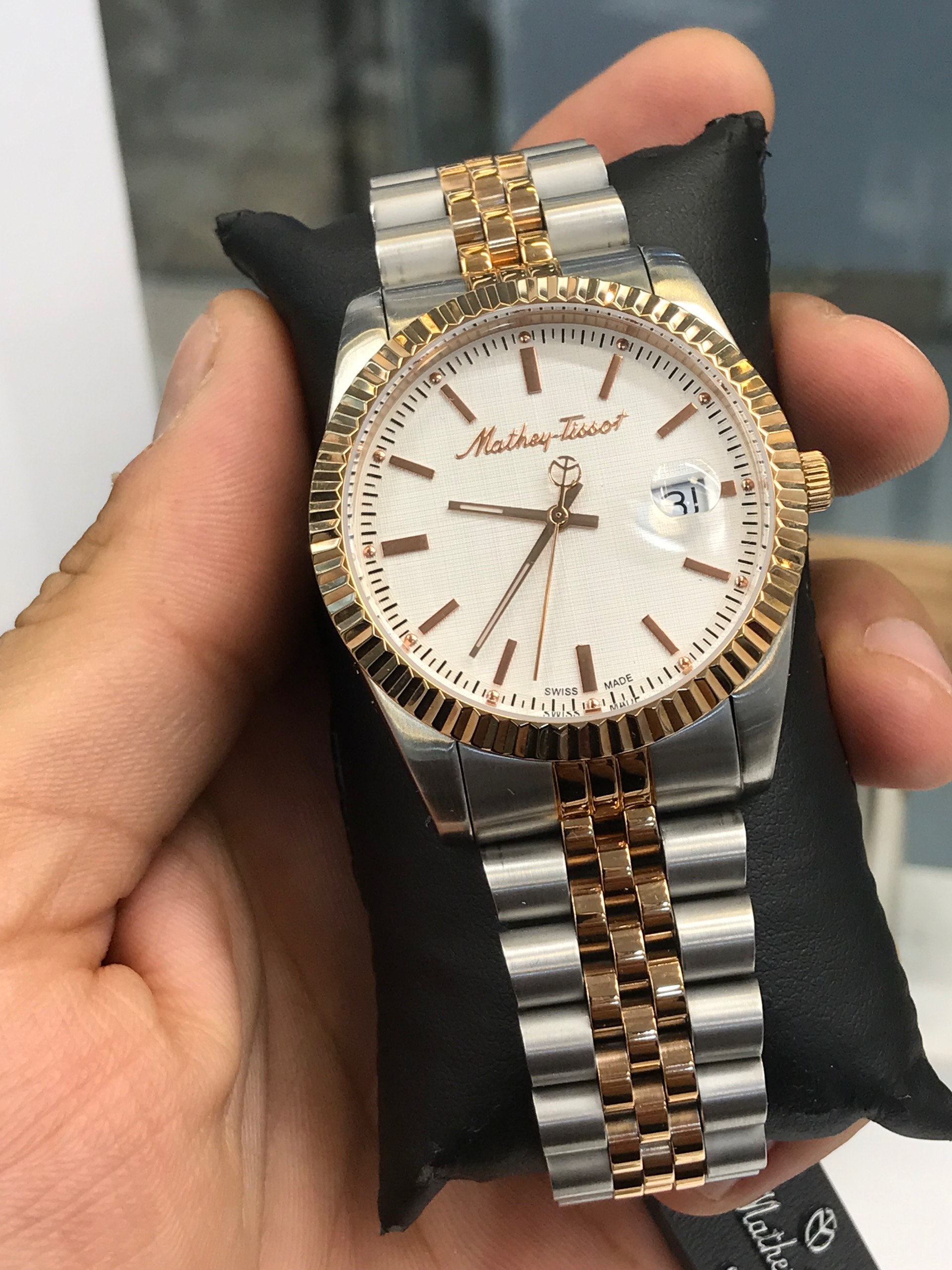 ساعت مچی متی تیسوت نیم طلا 18 عیار آکبند