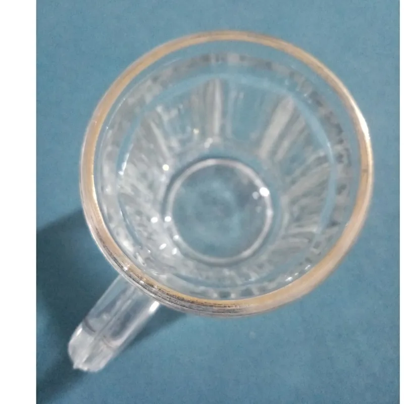 استکان دسته دار بلور لب طلایی