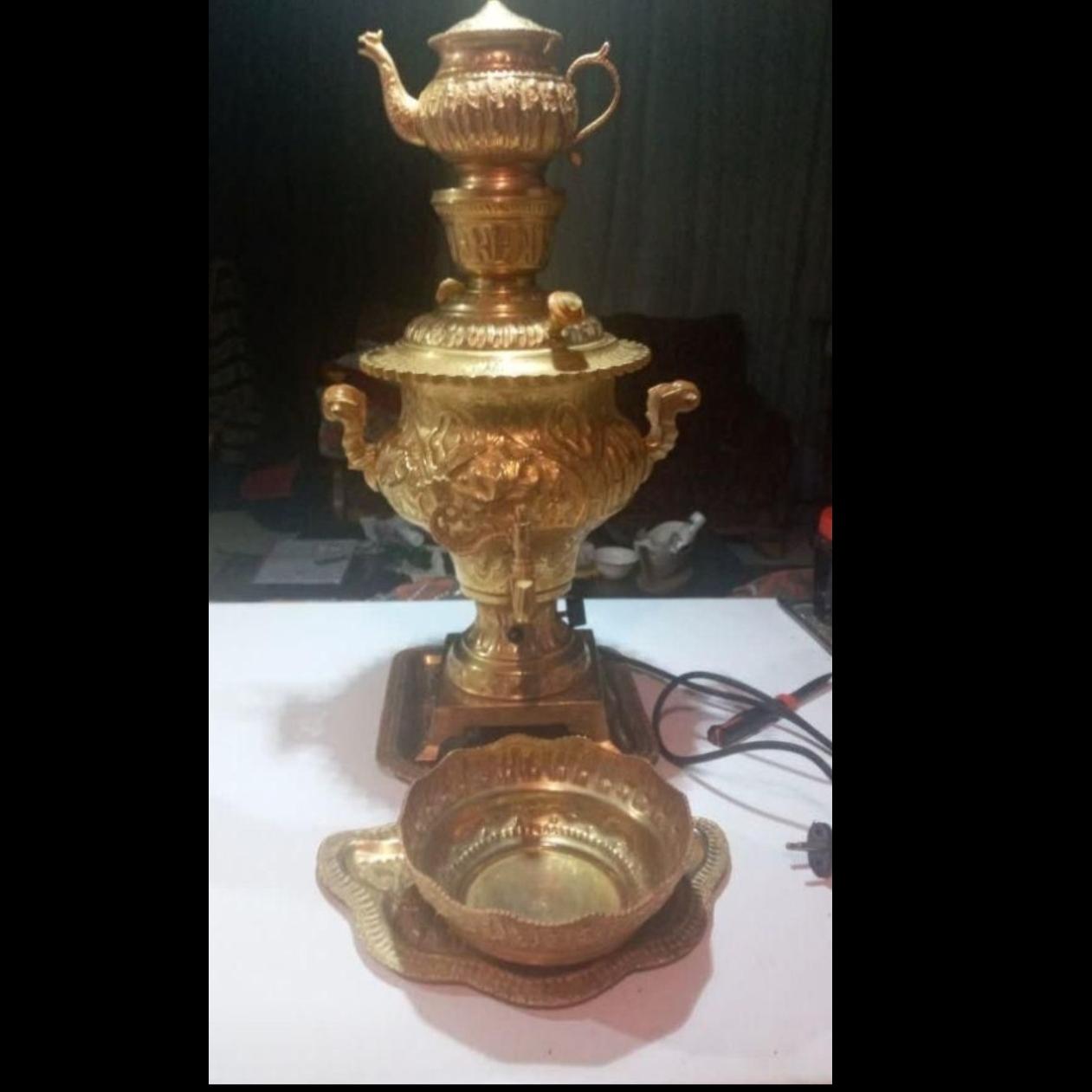 سرویس سماور برنجی روکش آب طلا