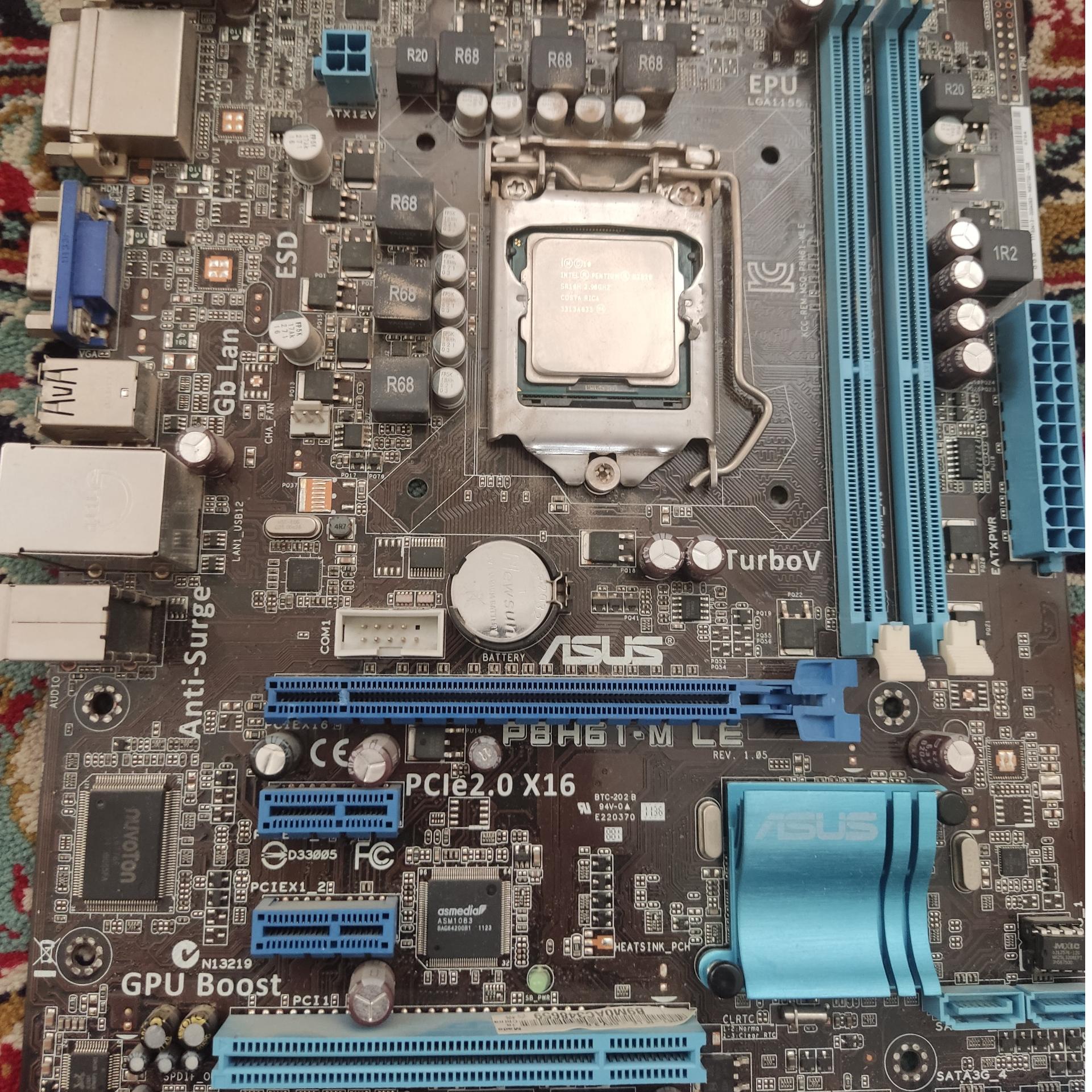 مادربرد ایسوس p8h61 mle به همراه cpu g2020