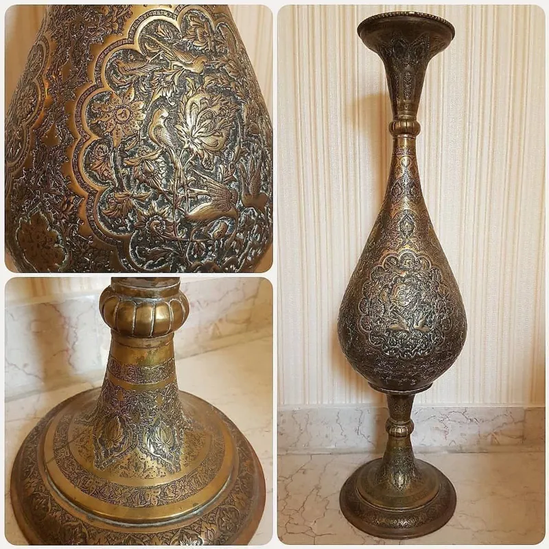 گلدان برنجی قاجاری