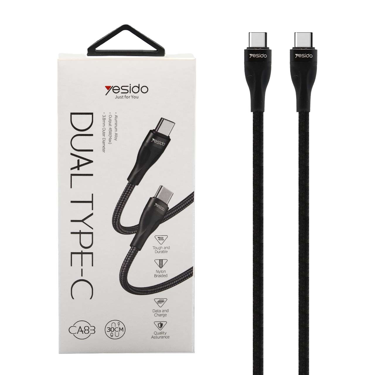 کابل شارژ پاوربانک yesido CA83 Type-C To Type-C