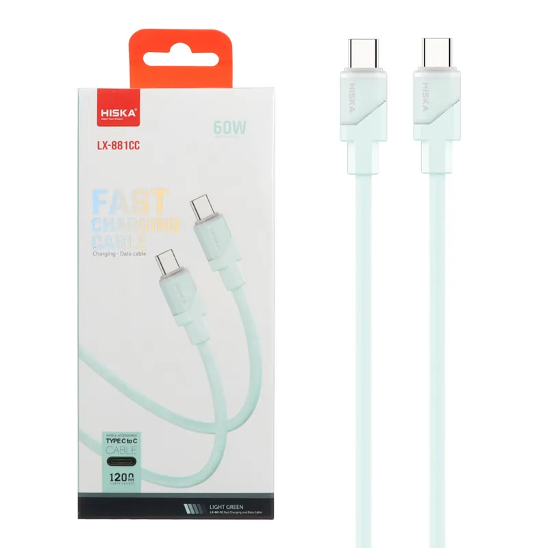 کابل شارژ 1.2 متر Hiska Type-C to Type-C مدل 881CC
