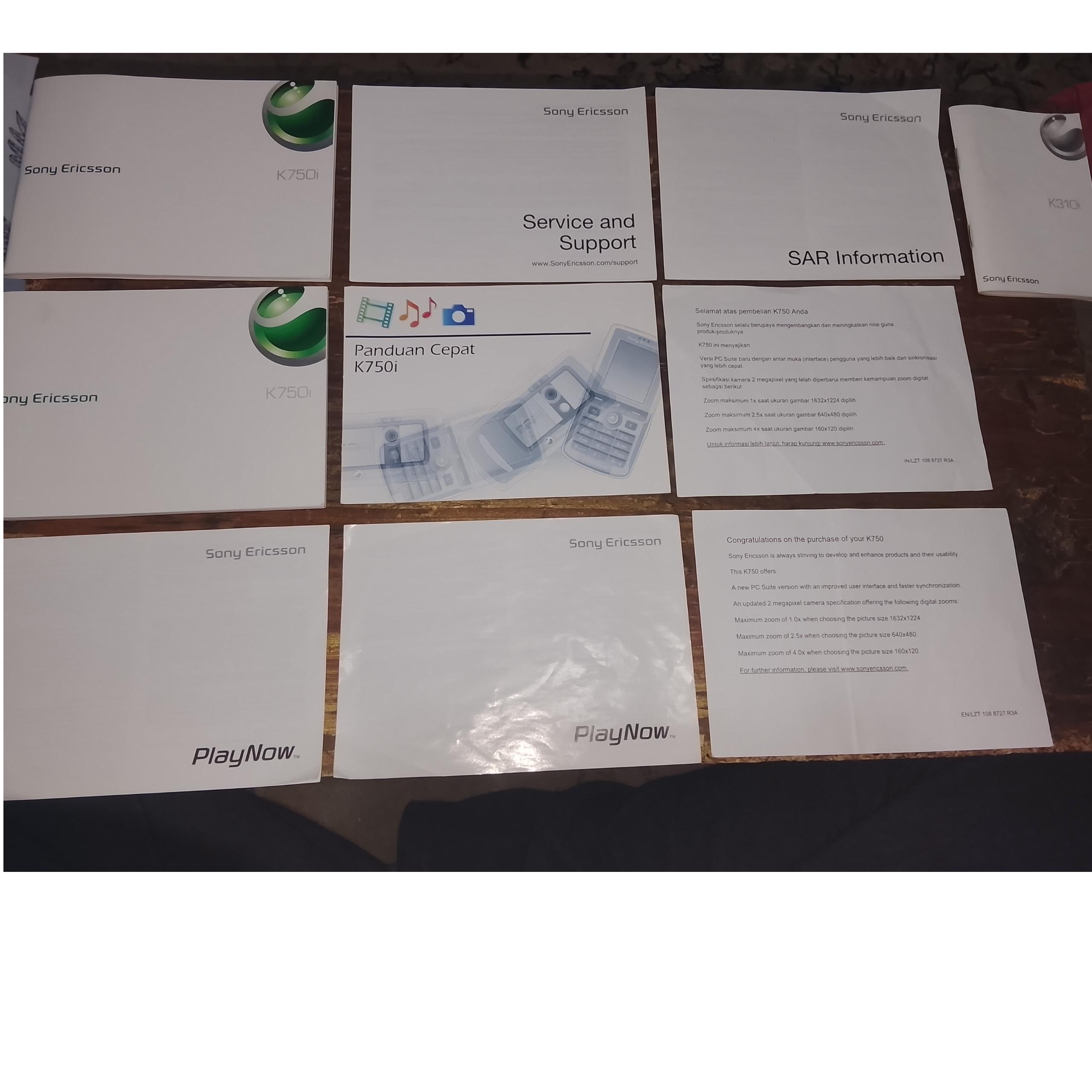 تعداد زیاد دفترچه گوشی سونی اریکسون مدل k750i