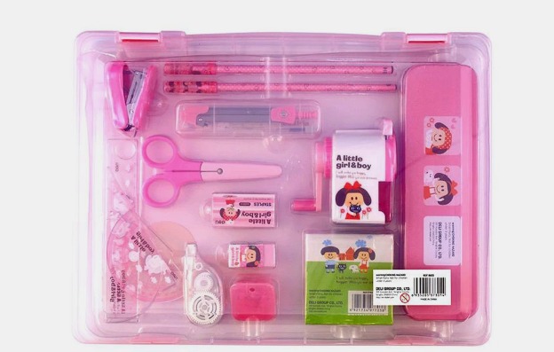 لوازم تحریر deli در دو رنگ آبی و صورتی