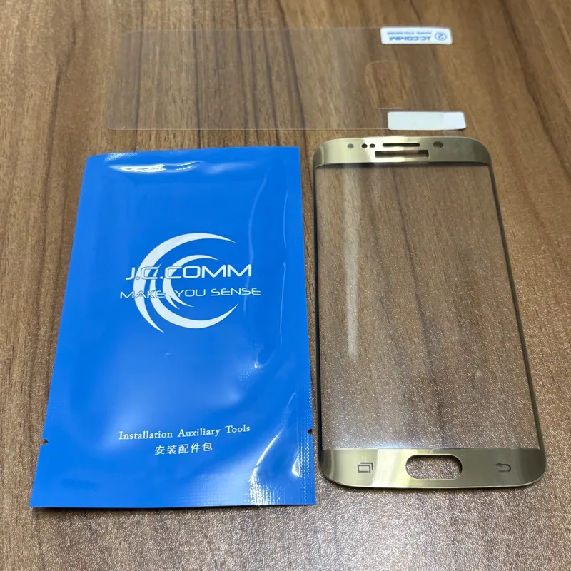 گلس s6 edje gold همراه برچسب پشت