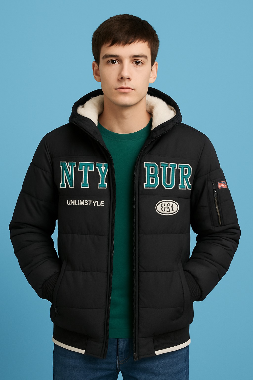 کاپشن خزدار مردانه پسرانه کمری