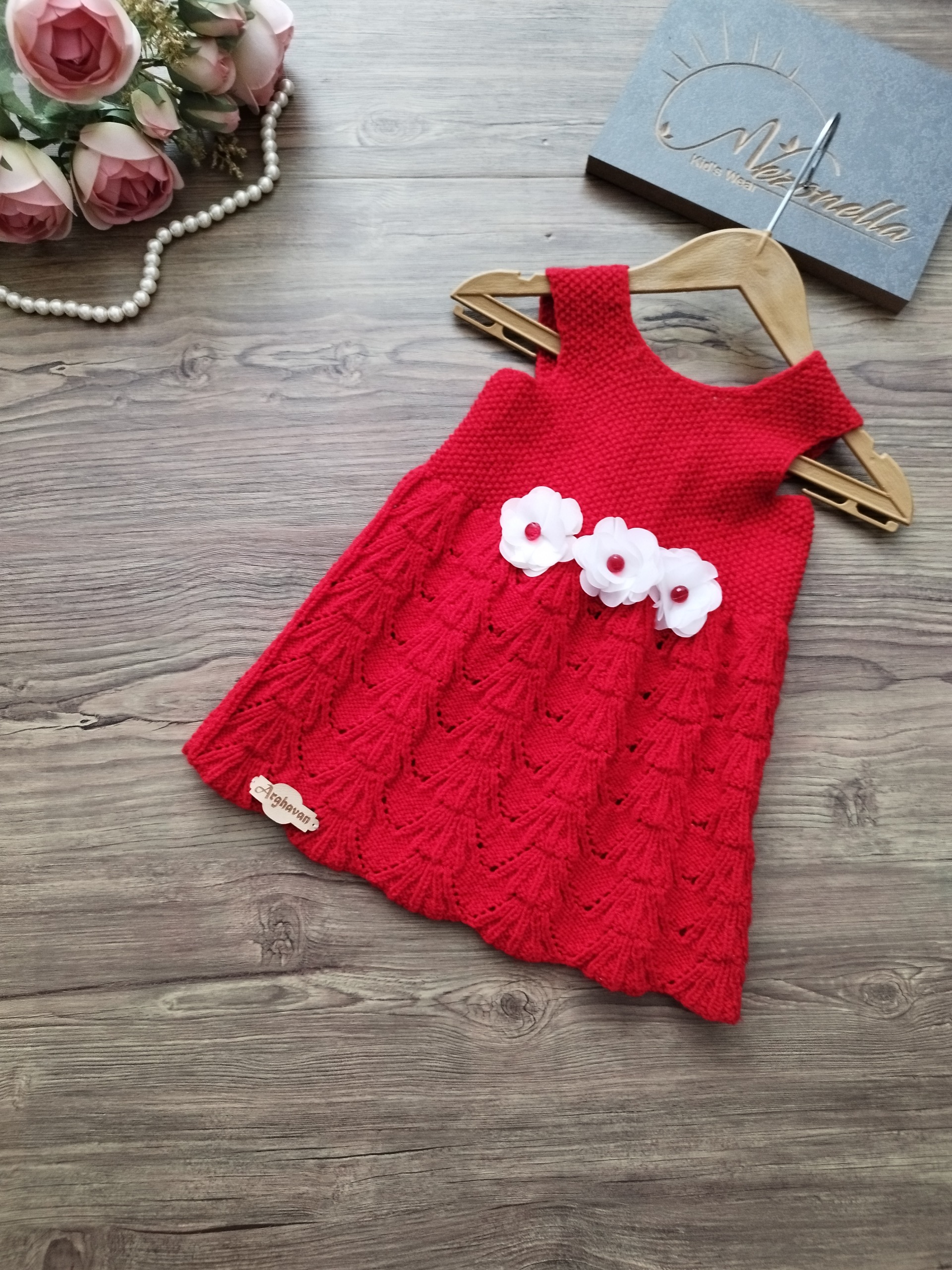 سارافن دستبافت گل برجسته مناسب 1-2سال