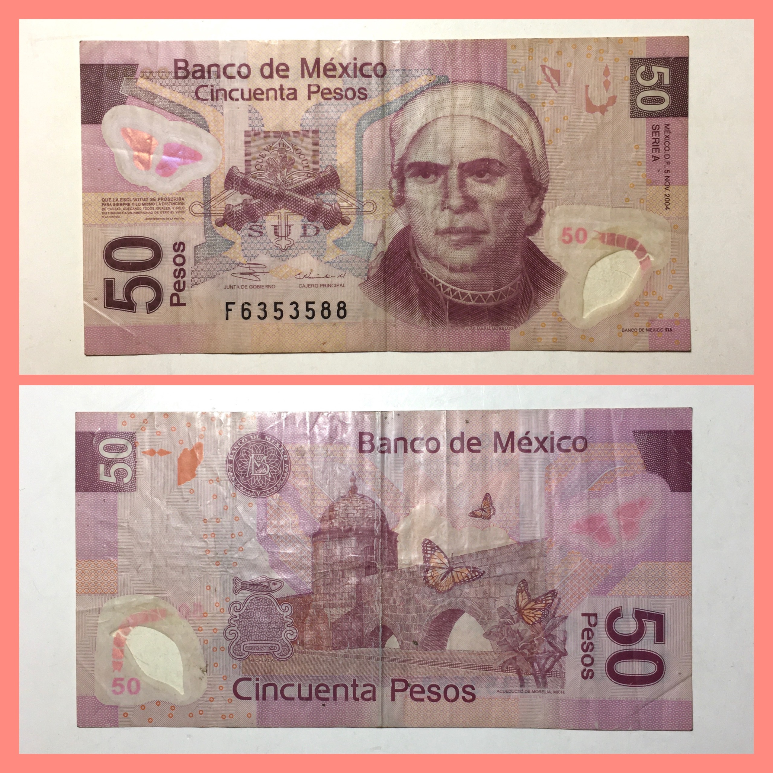 اسکناس 50 پزو مکزیک - سال 2004