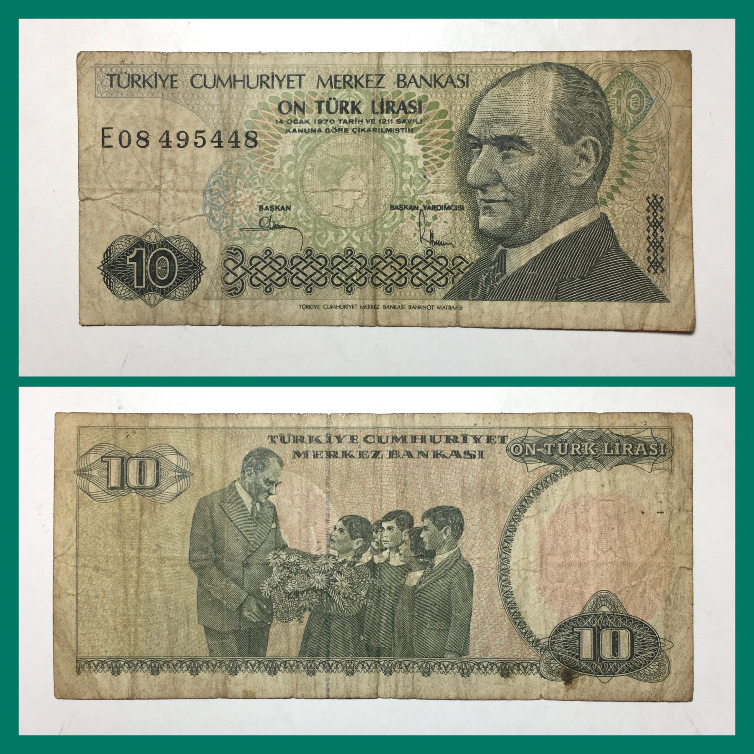 اسکناس 10 لیر ترکیه - قدیمی و کهنه