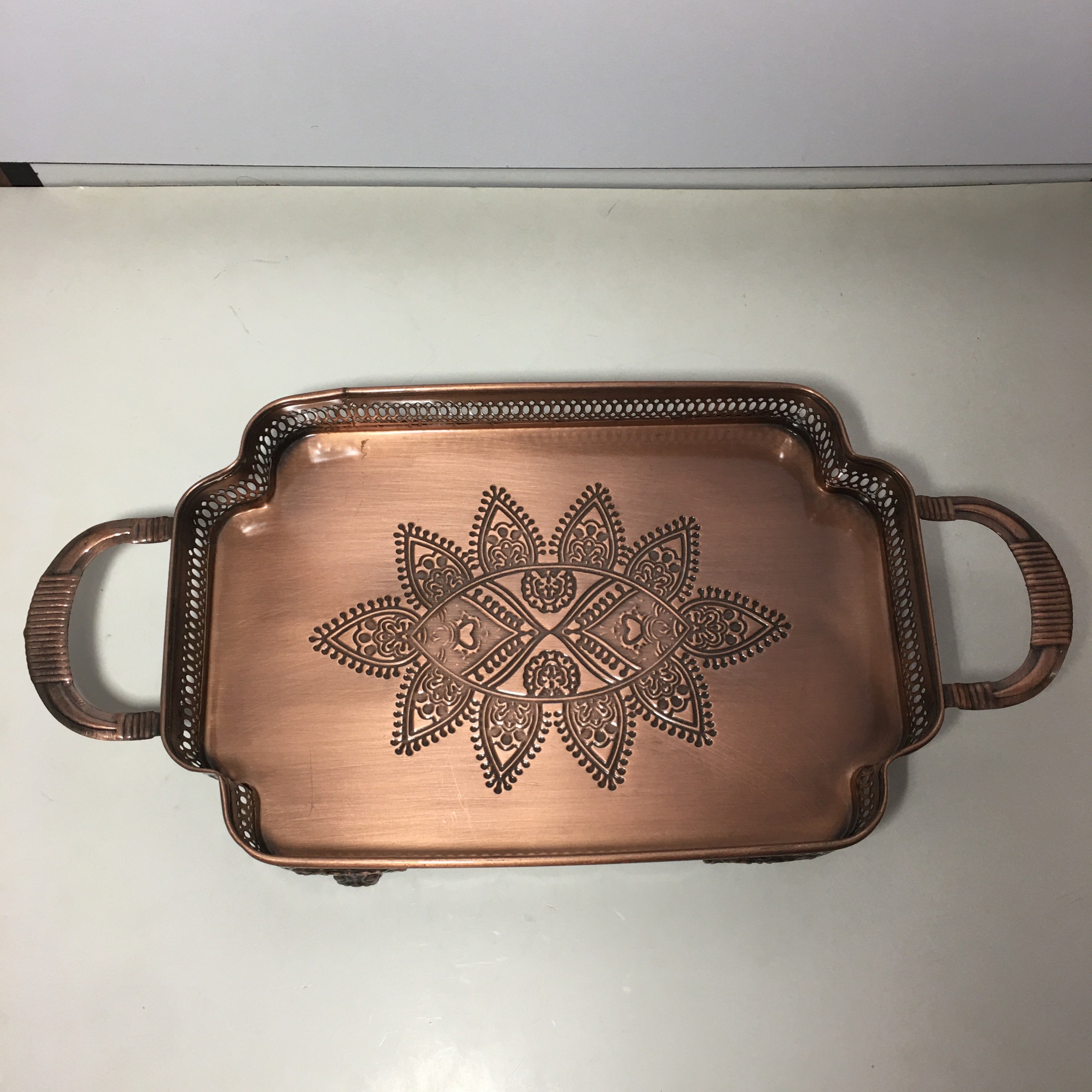 سینی فلزی طرح مسی ضد زنگ