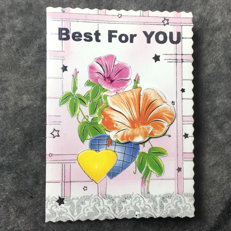کارت پستال کوچک Best For You طرح گل برجسته